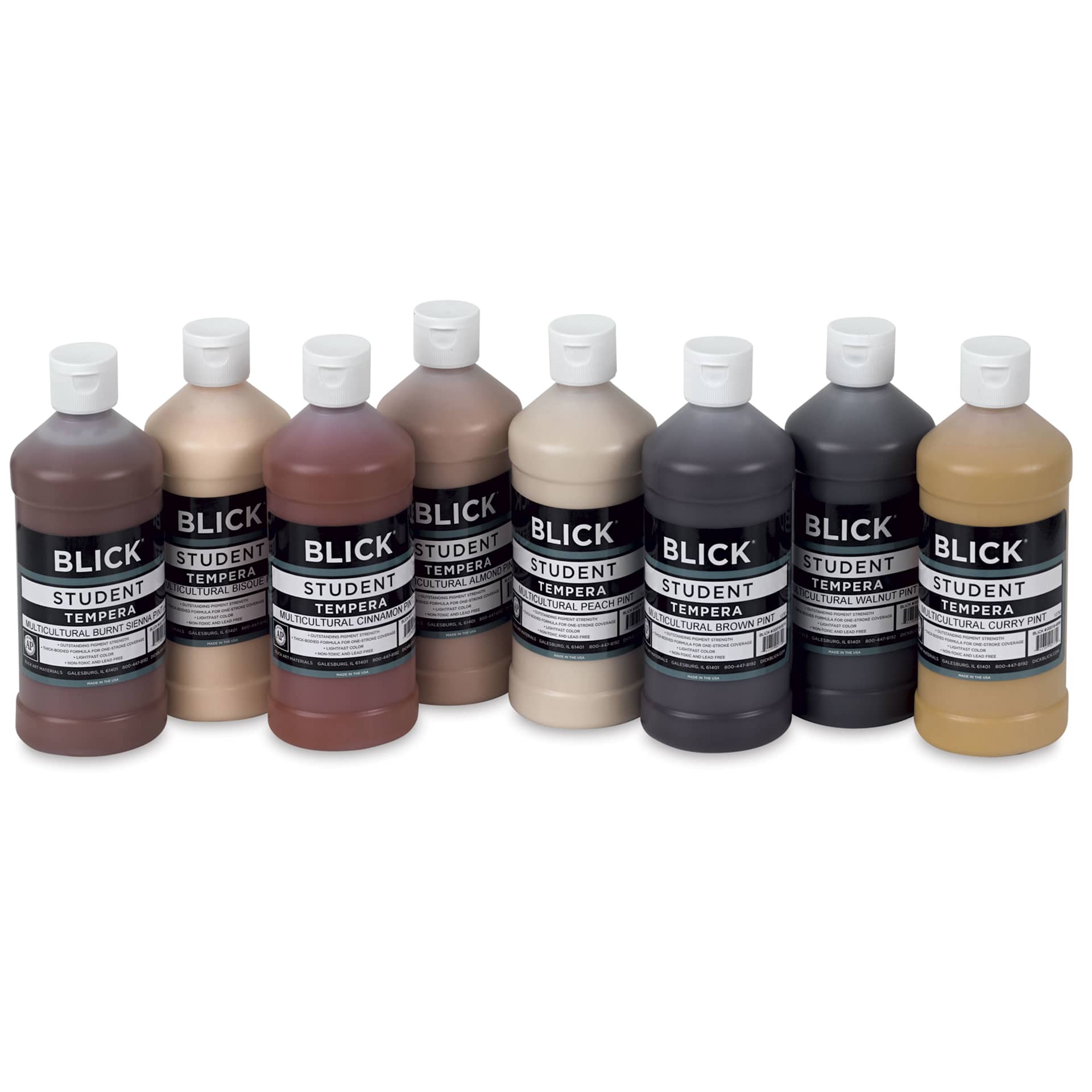 Blick Original Formula Student Tempera Paints - Set of 8, Multicultural Colors, Pints