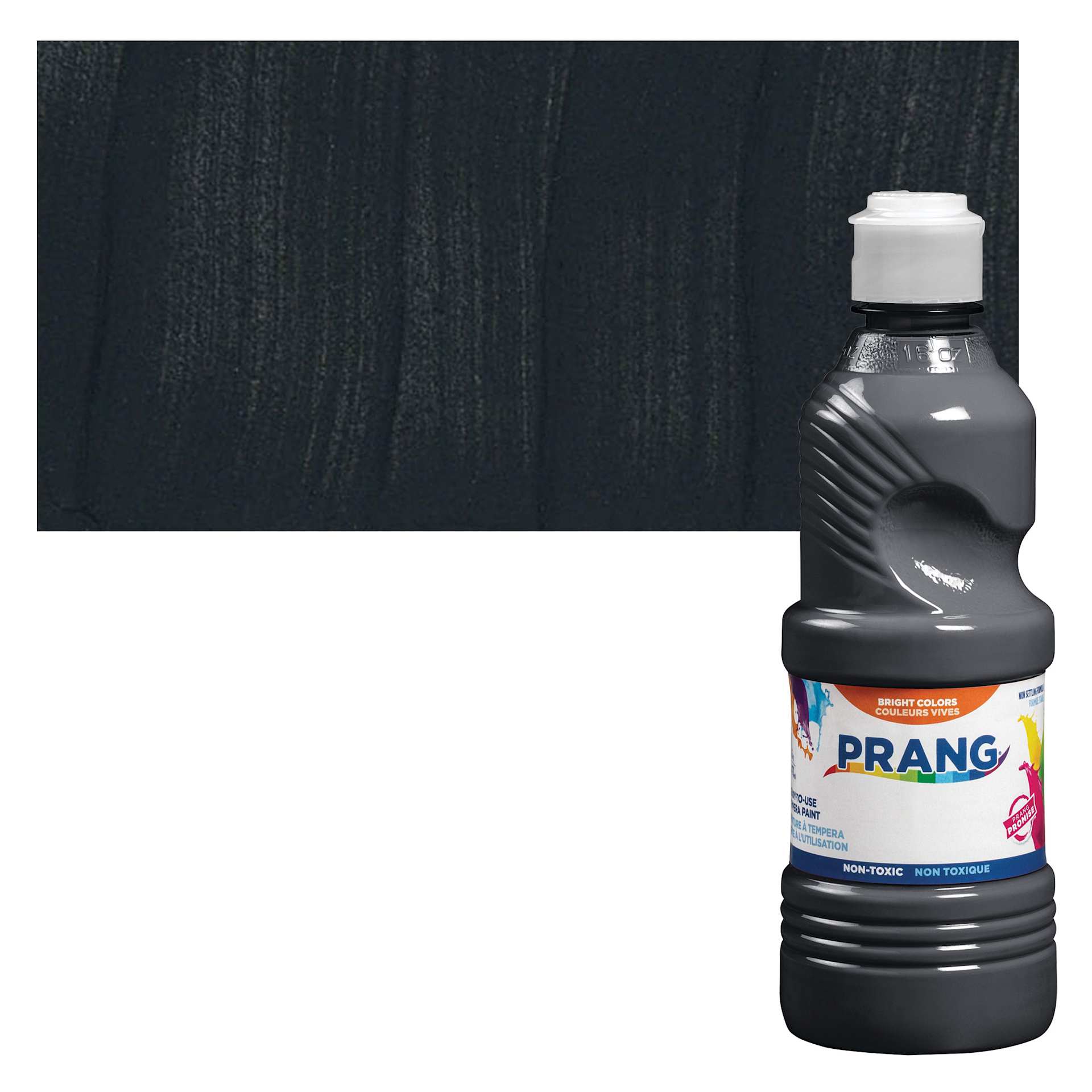 Prang Ready-To-Use Tempera Paint - Black, 16 oz Bottle and swatch