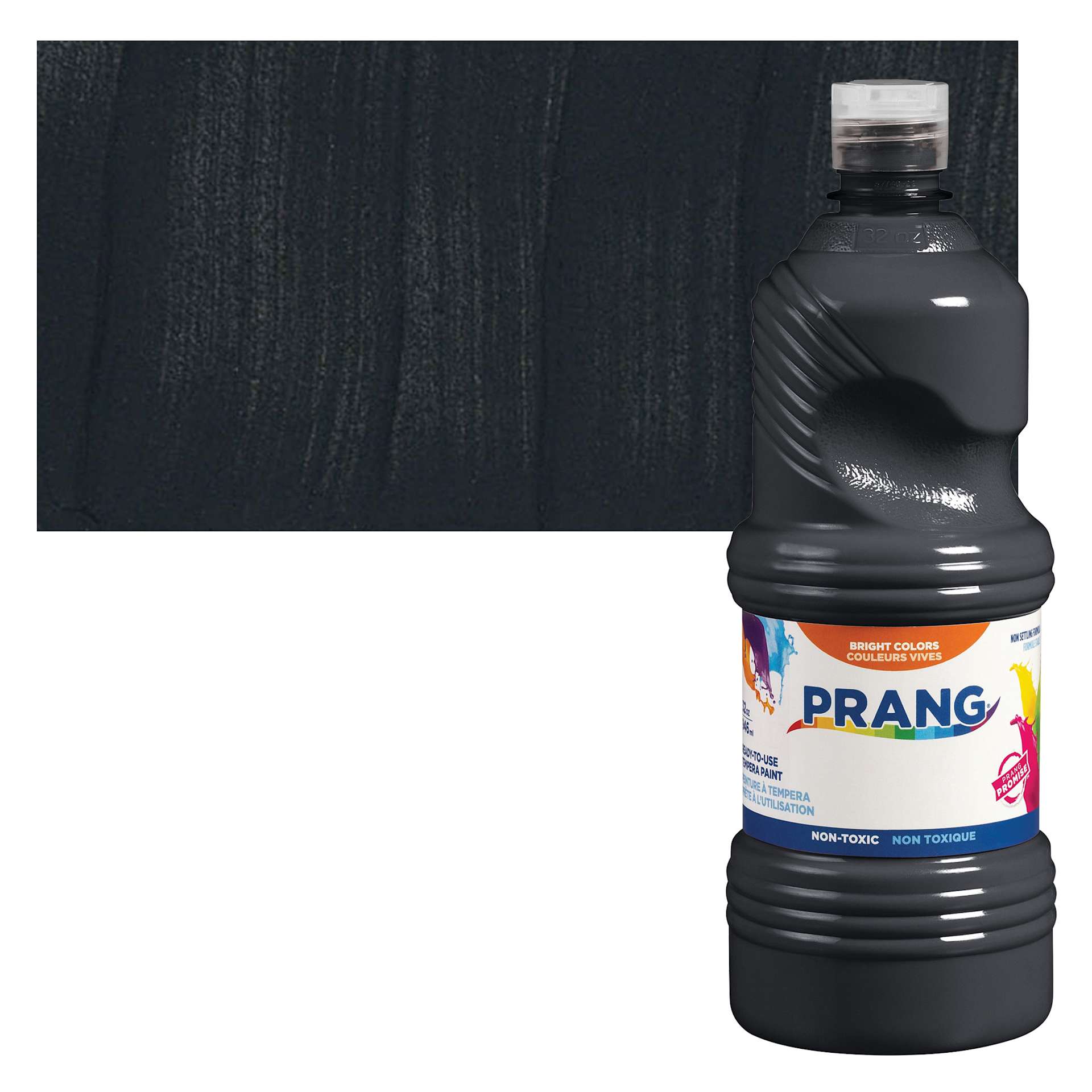 Prang Ready-To-Use Tempera Paint - Black, 32 oz bottle and swatch