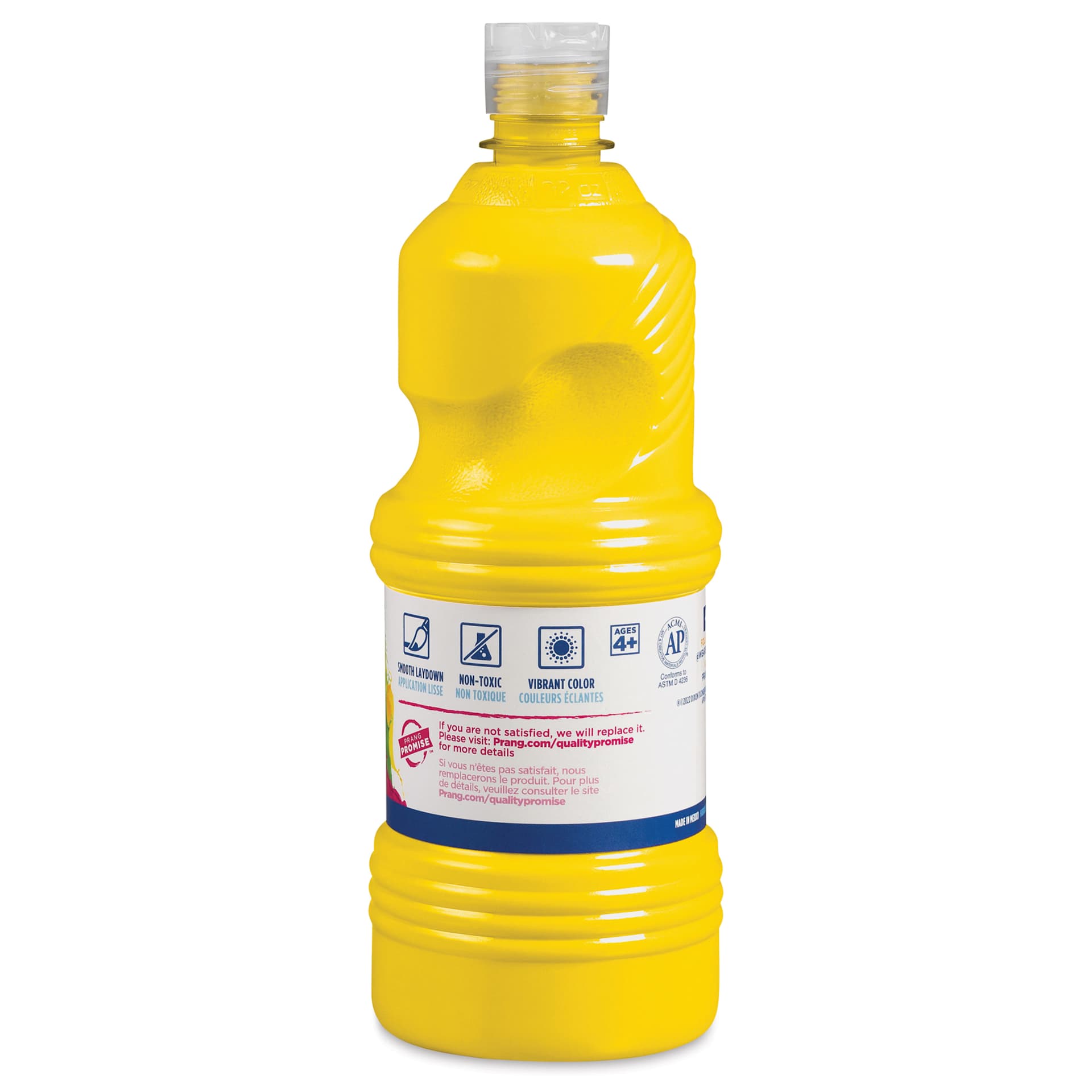 Back of Prang Ready-To-Use Tempera Paint - Yellow, 32 oz bottle