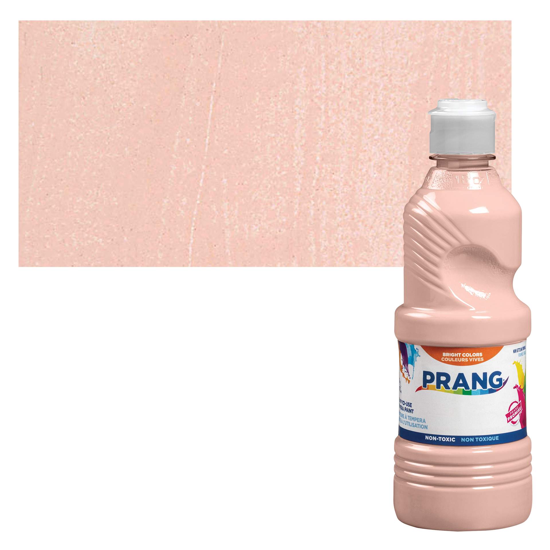 Prang Ready-To-Use Tempera Paint- Peach, Pint bottle and swatch
