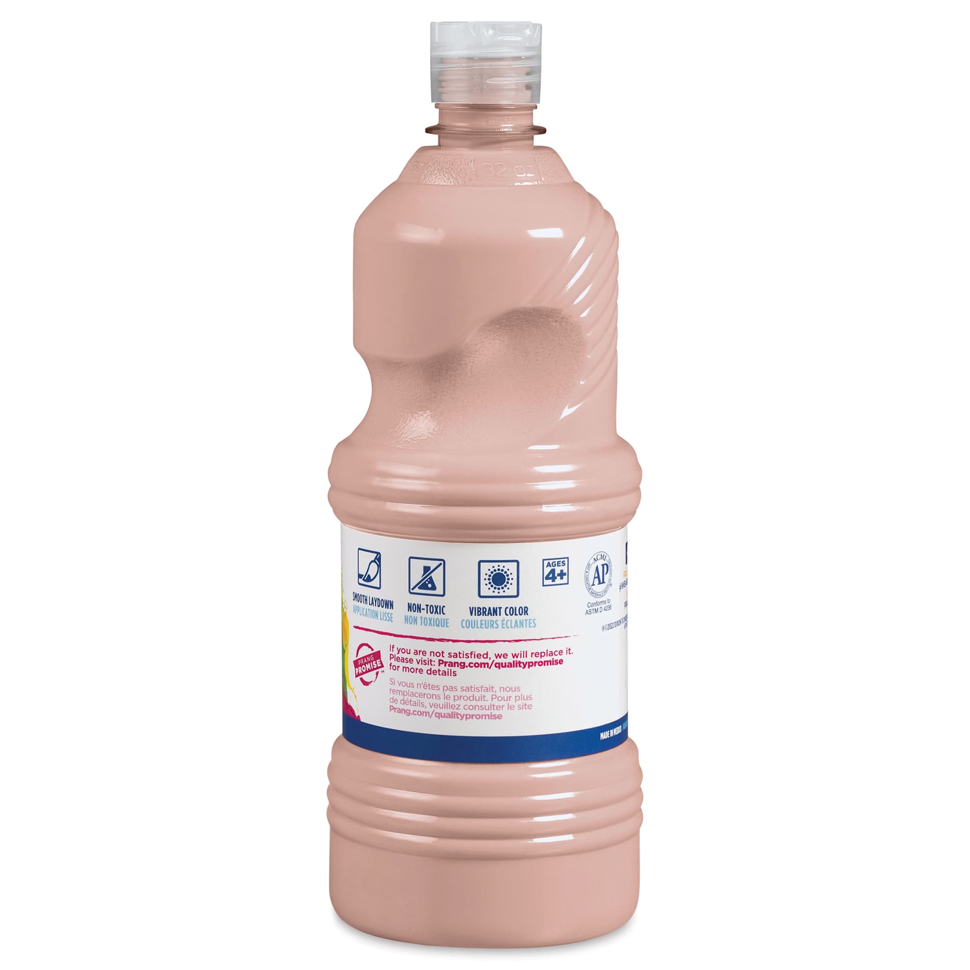 Back of Prang Ready-To-Use Tempera Paint - Peach, 32 oz bottle