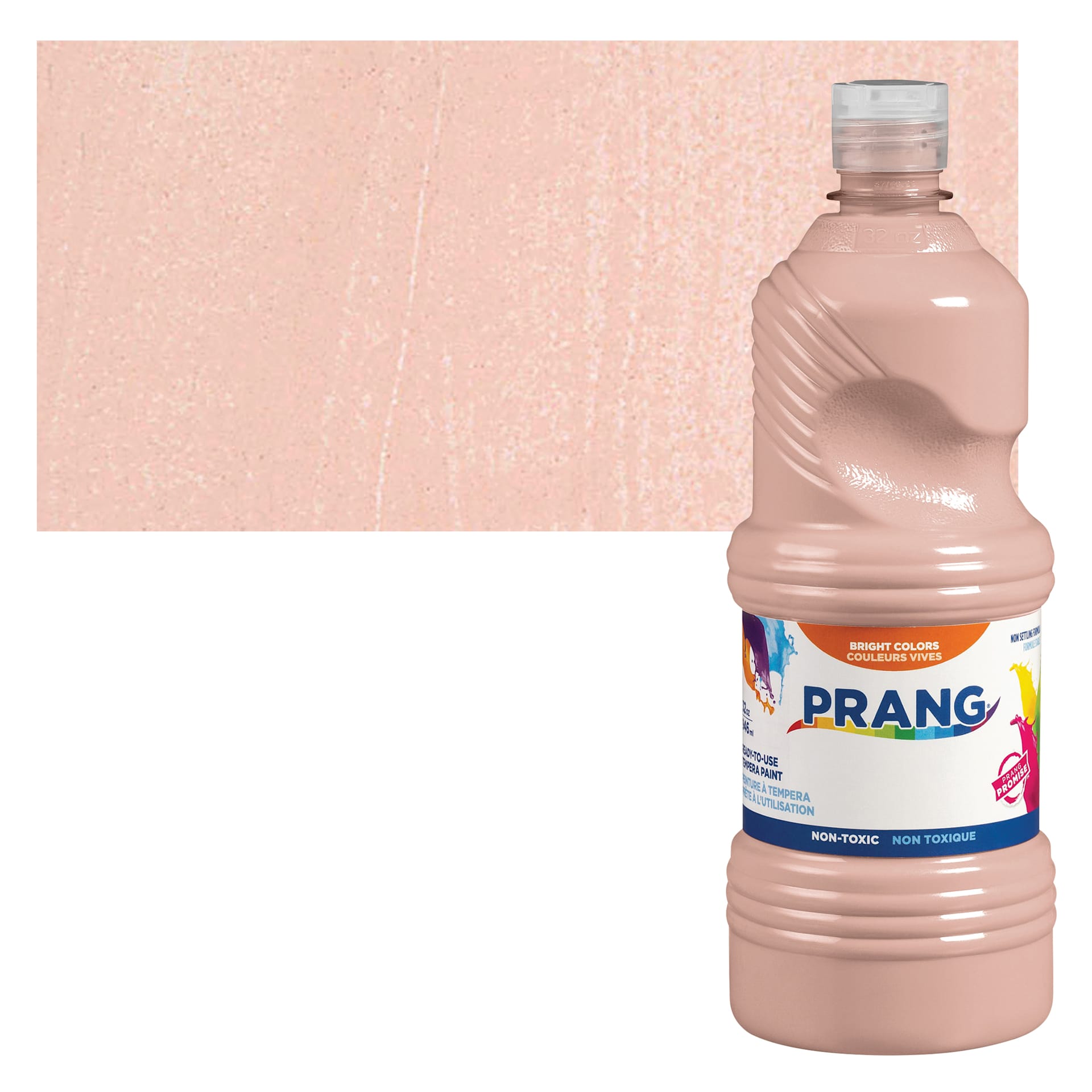 Prang Ready-To-Use Tempera Paint - Peach, 32 oz bottle and swatch