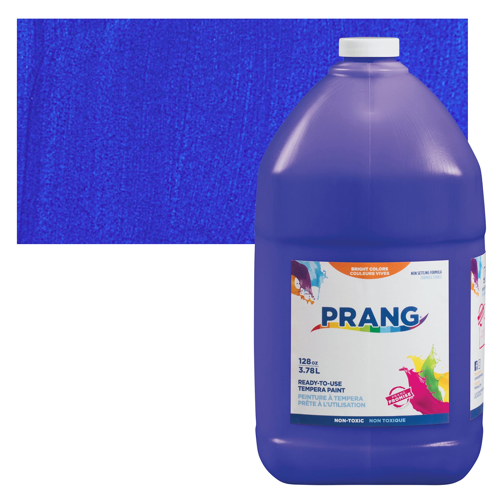 Prang Ready-To-Use Tempera Paint - Blue, Gallon bottle and swatch
