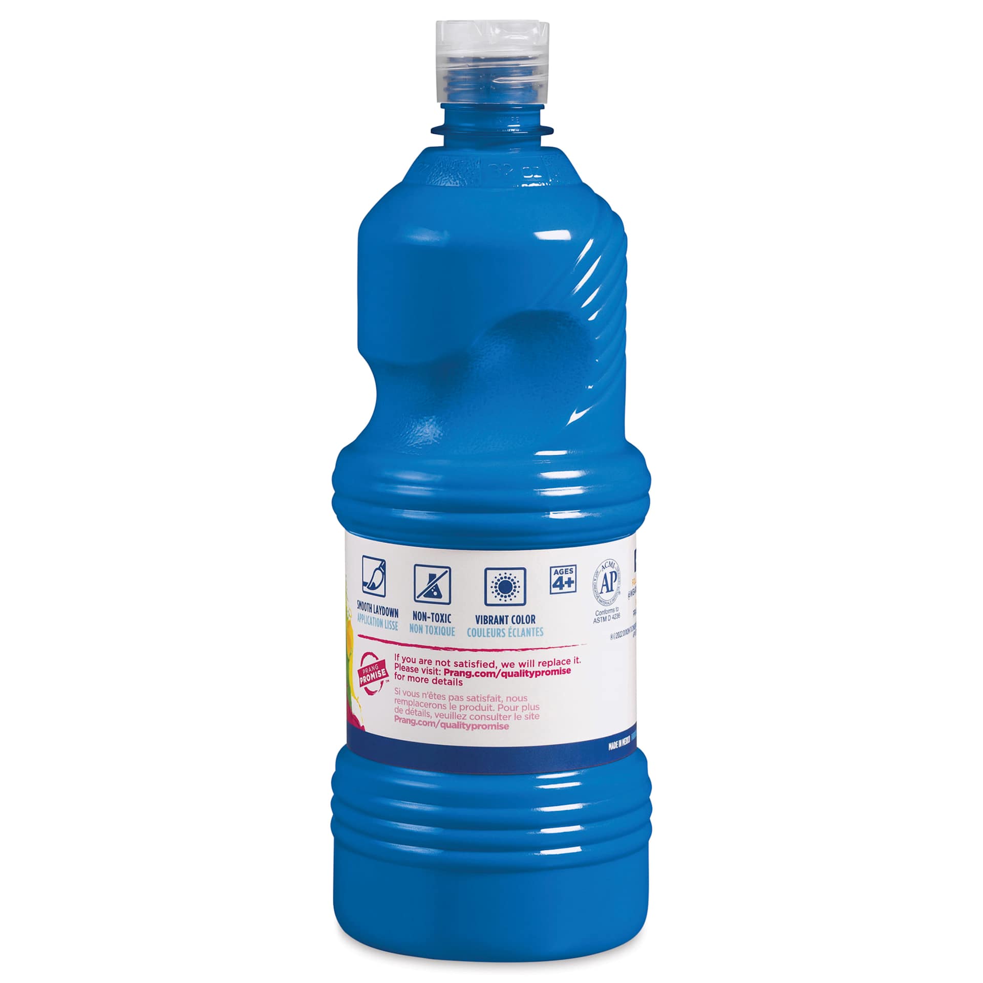 Back of Prang Ready-To-Use Tempera Paint - Turquoise, 32 oz bottle