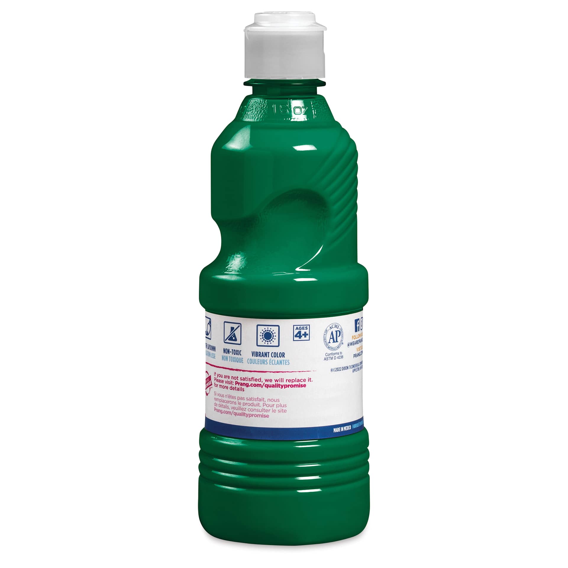 Back of Prang Ready-To-Use Tempera Paint - Green, 16 oz bottle
