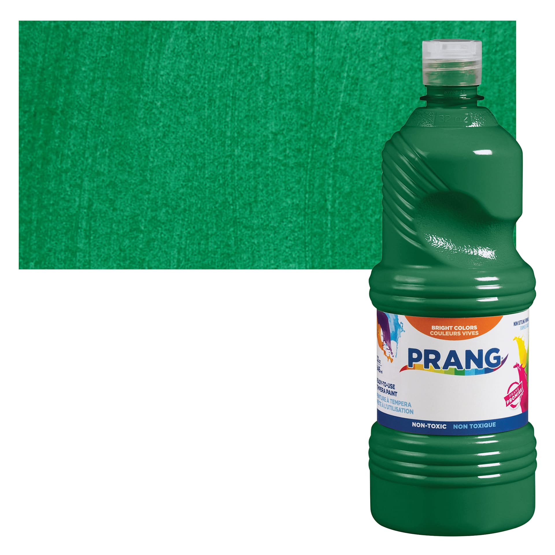 Prang Ready-To-Use Tempera Paint - Green, 32 oz bottle and swatch