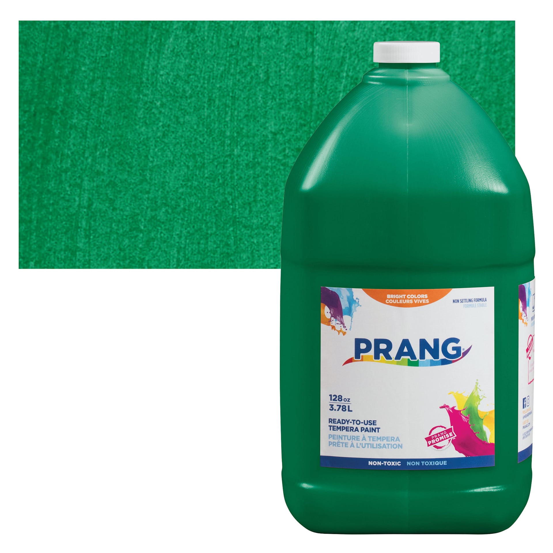 Prang Ready-To-Use Tempera Paint - Green, Gallon bottle and swatch
