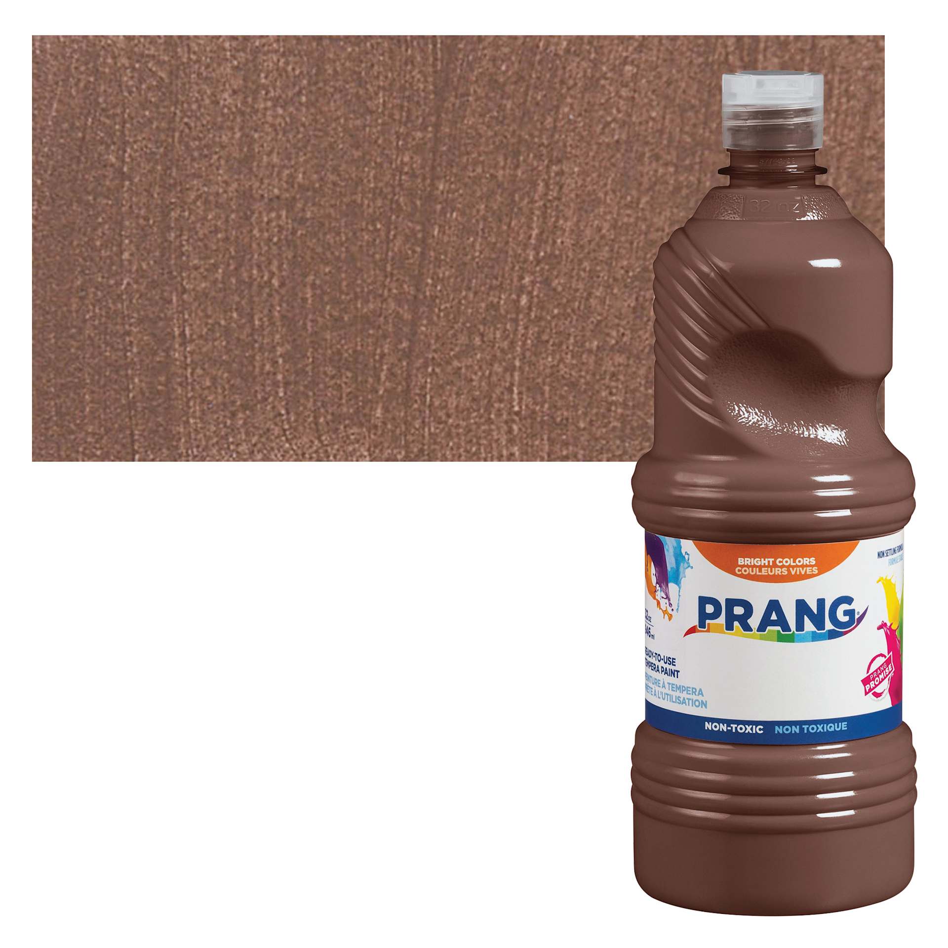 Prang Ready-To-Use Tempera Paint - Brown, 32 oz bottle and swatch