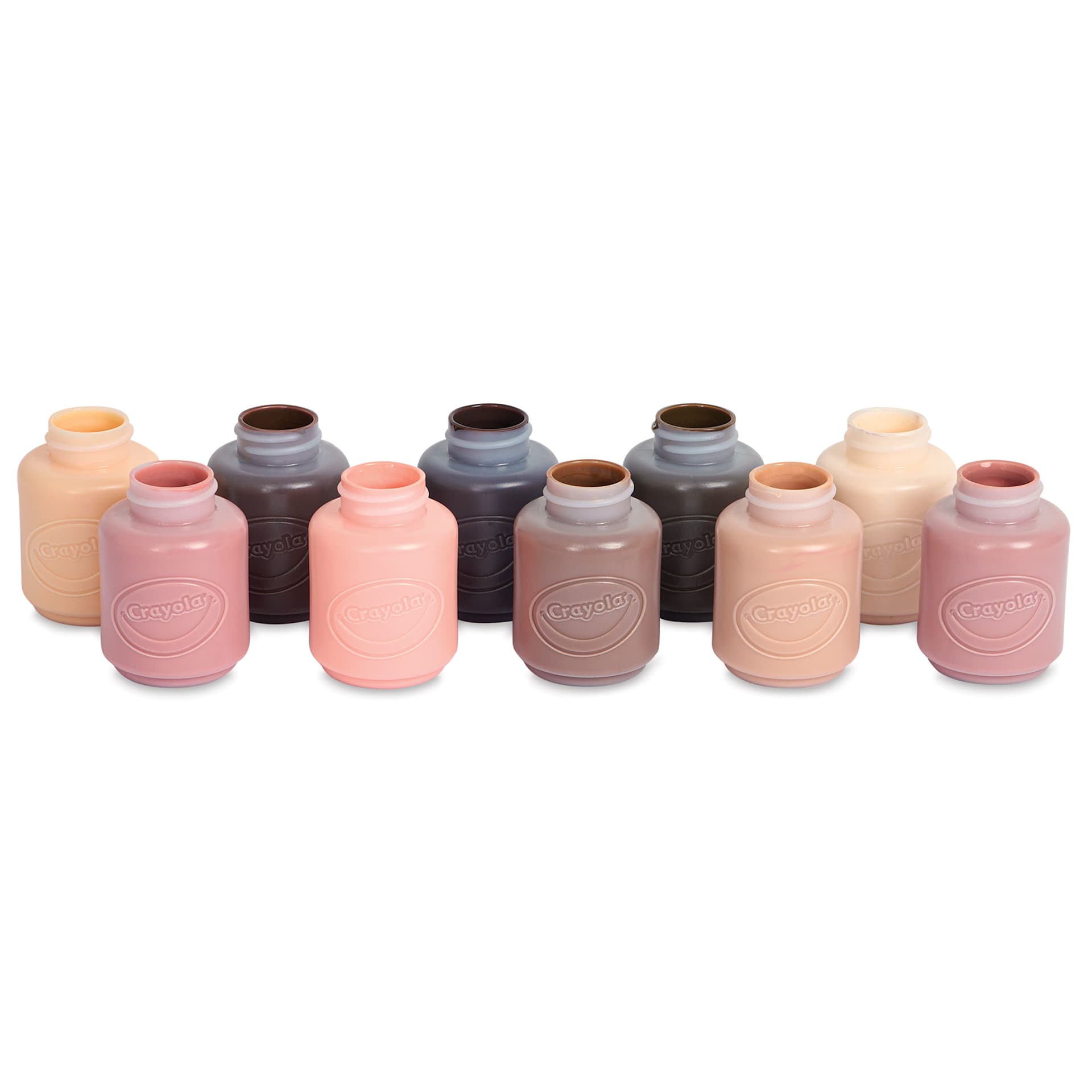 Crayola Colors of the World Washable Project Paint - Set of 10 colors, 2 oz Bottles with lids removed