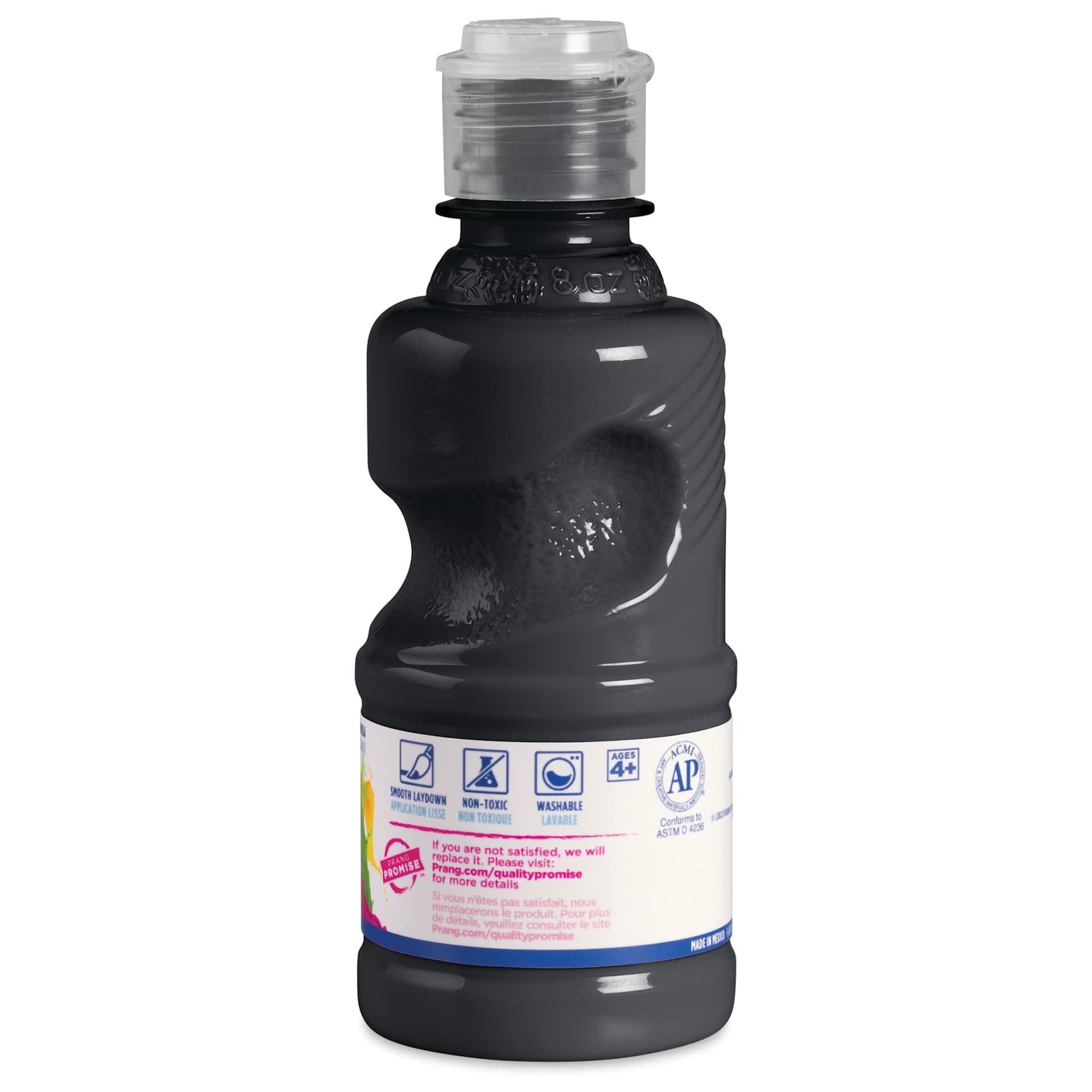Prang Ready-To-Use Washable Tempera Paints - Black, 8 oz back of bottle