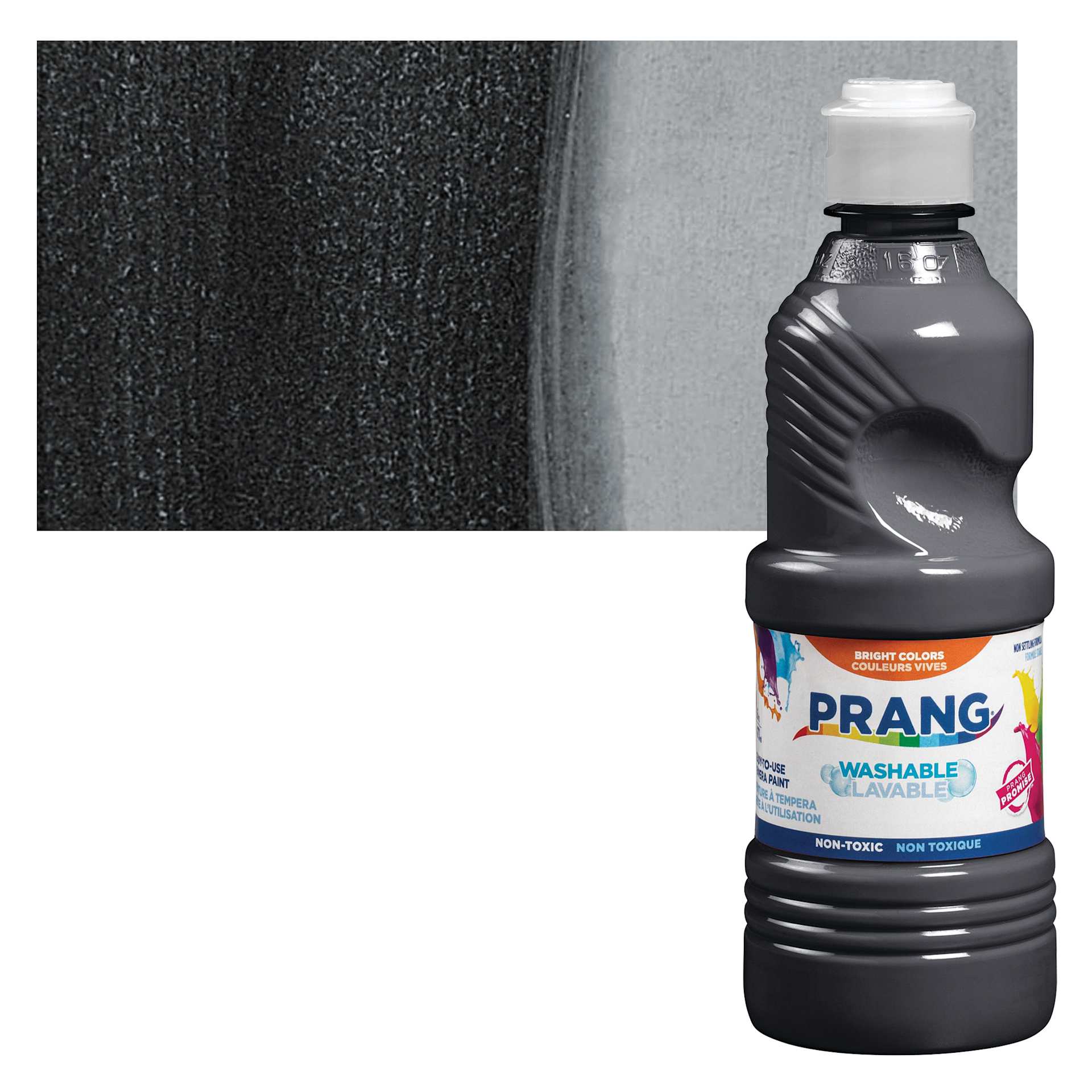 Prang Ready-To- Use Washable Tempera Paint- Black, Pint and swatch