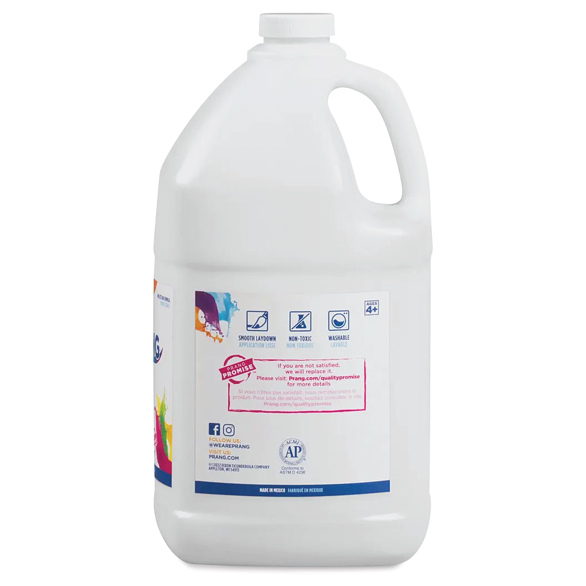 Prang Ready-To-Use Washable Tempera Paint - White, Gallon back of bottle