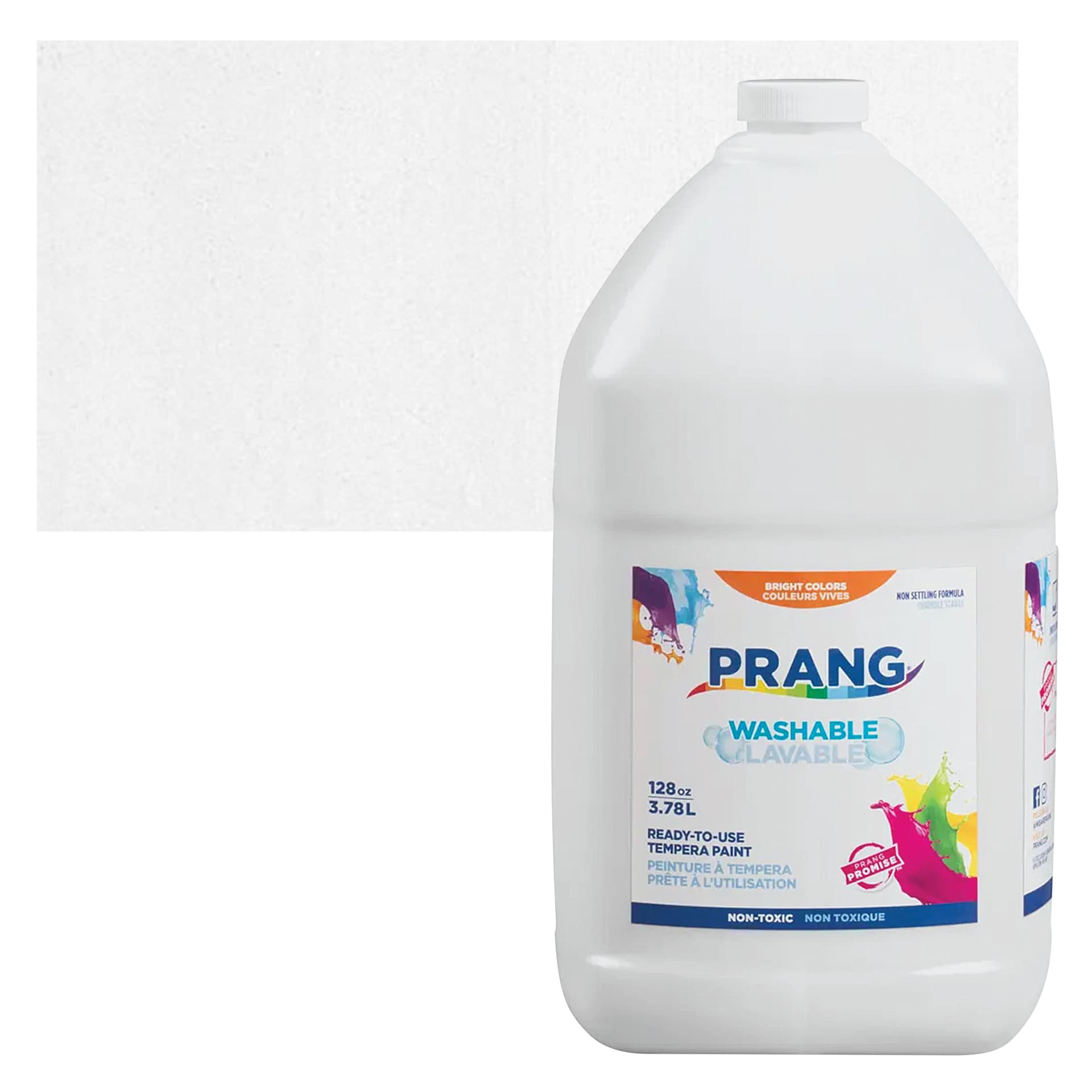Prang Ready-To-Use Washable Tempera Paint - White, Gallon and swatch