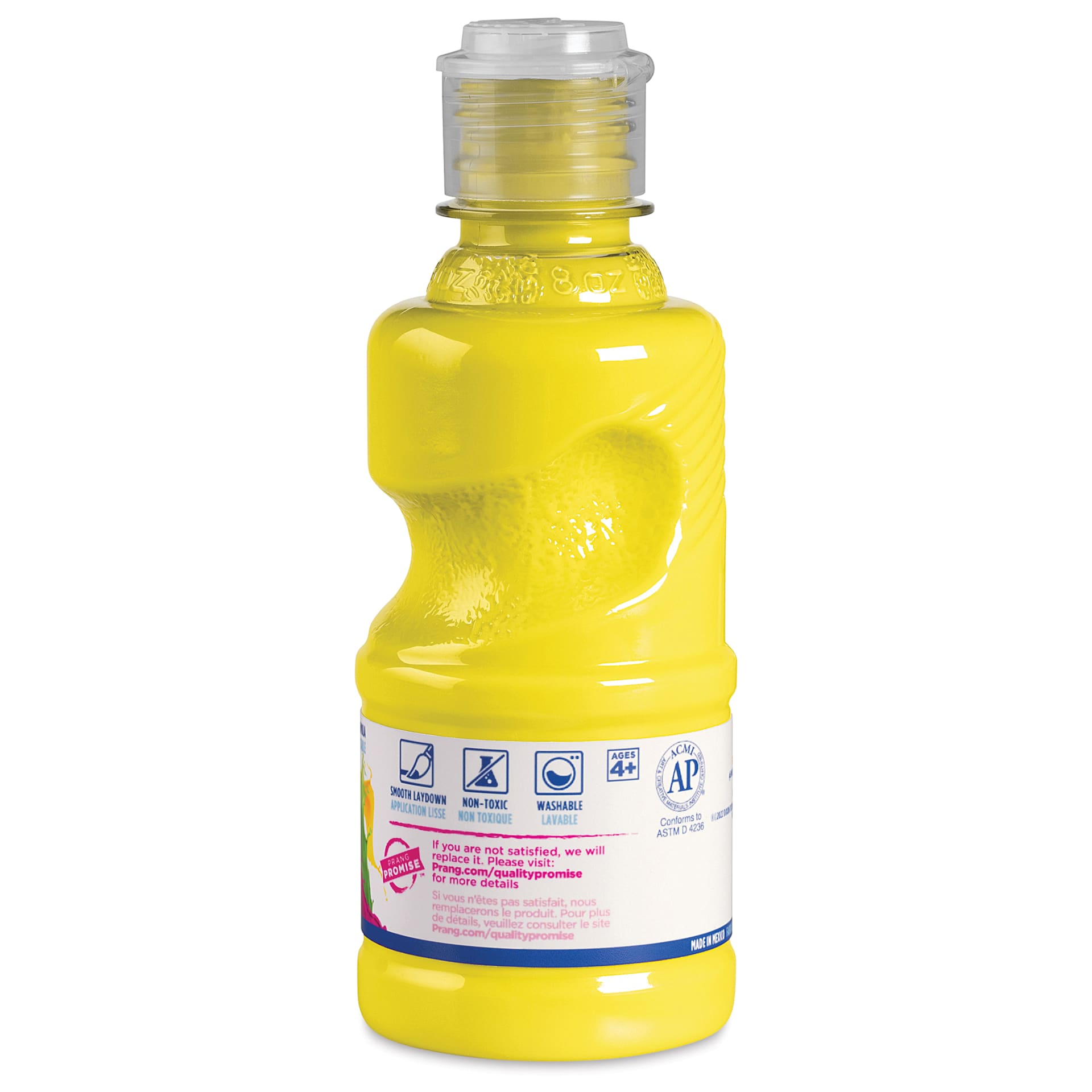 Prang Ready-To-Use Washable Tempera Paints - Yellow, 8 oz back of bottle