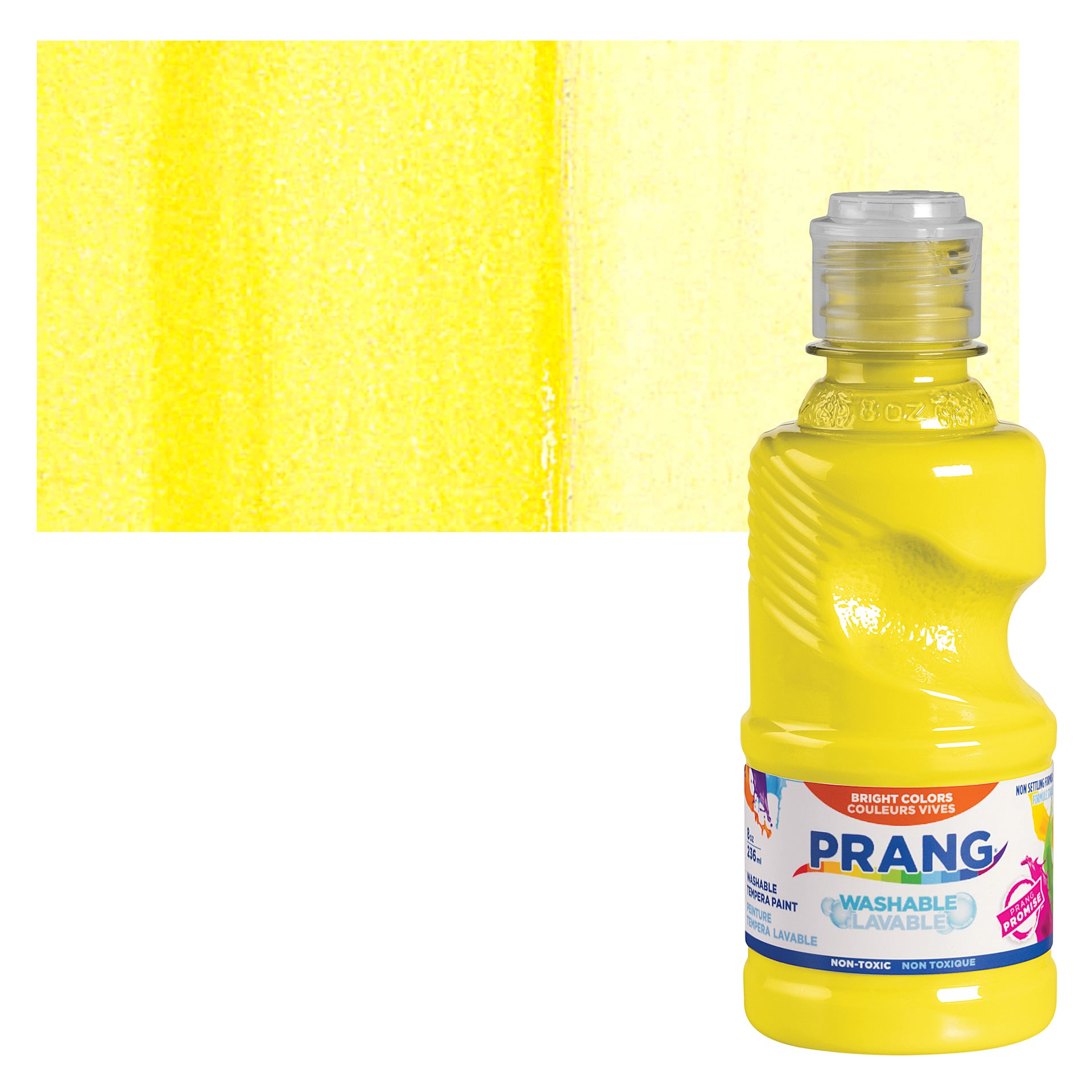 Prang Ready-To-Use Washable Tempera Paints - Yellow, 8 oz Bottle and swatch