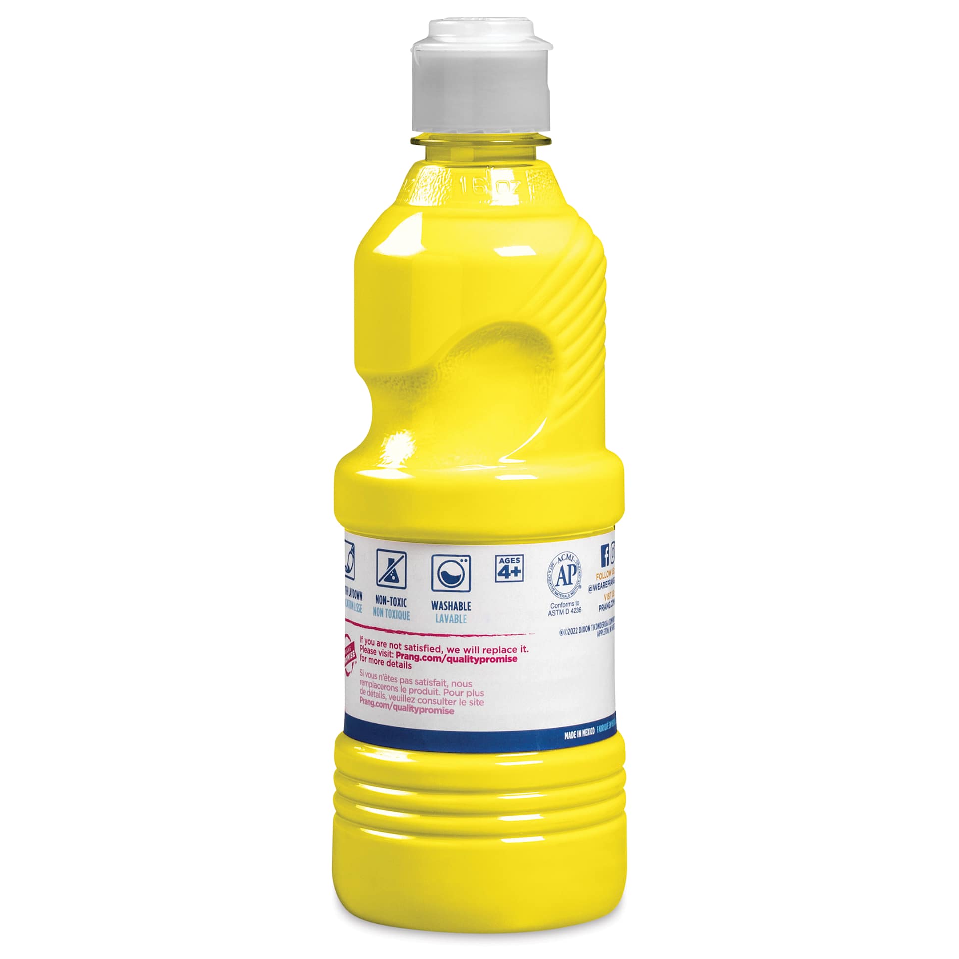 Prang Ready-To-Use Washable Tempera Paint- Yellow, 16 oz bottle back