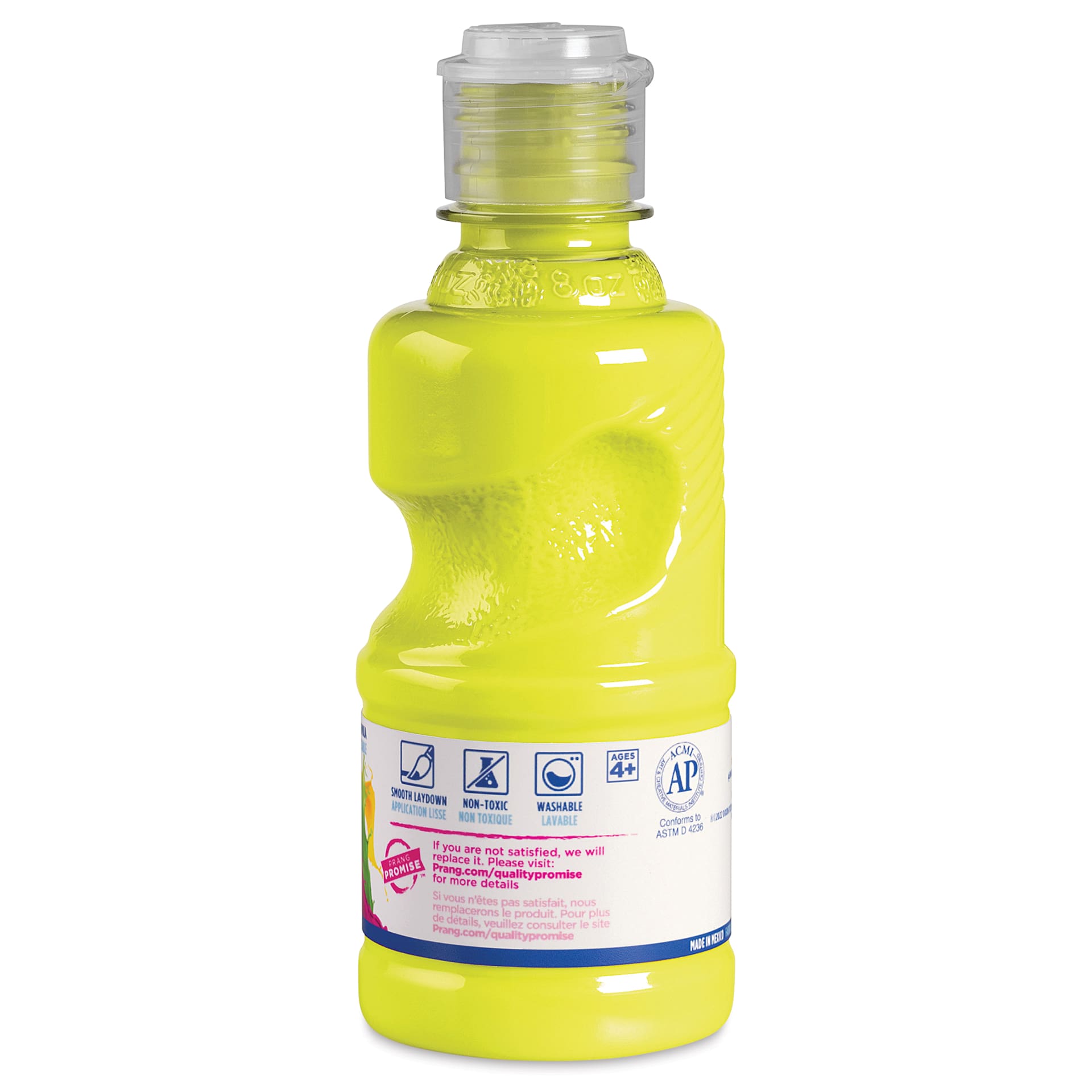 Prang Ready-To-Use Washable Tempera Paints - Fluorescent Yellow, 8 oz bottle back