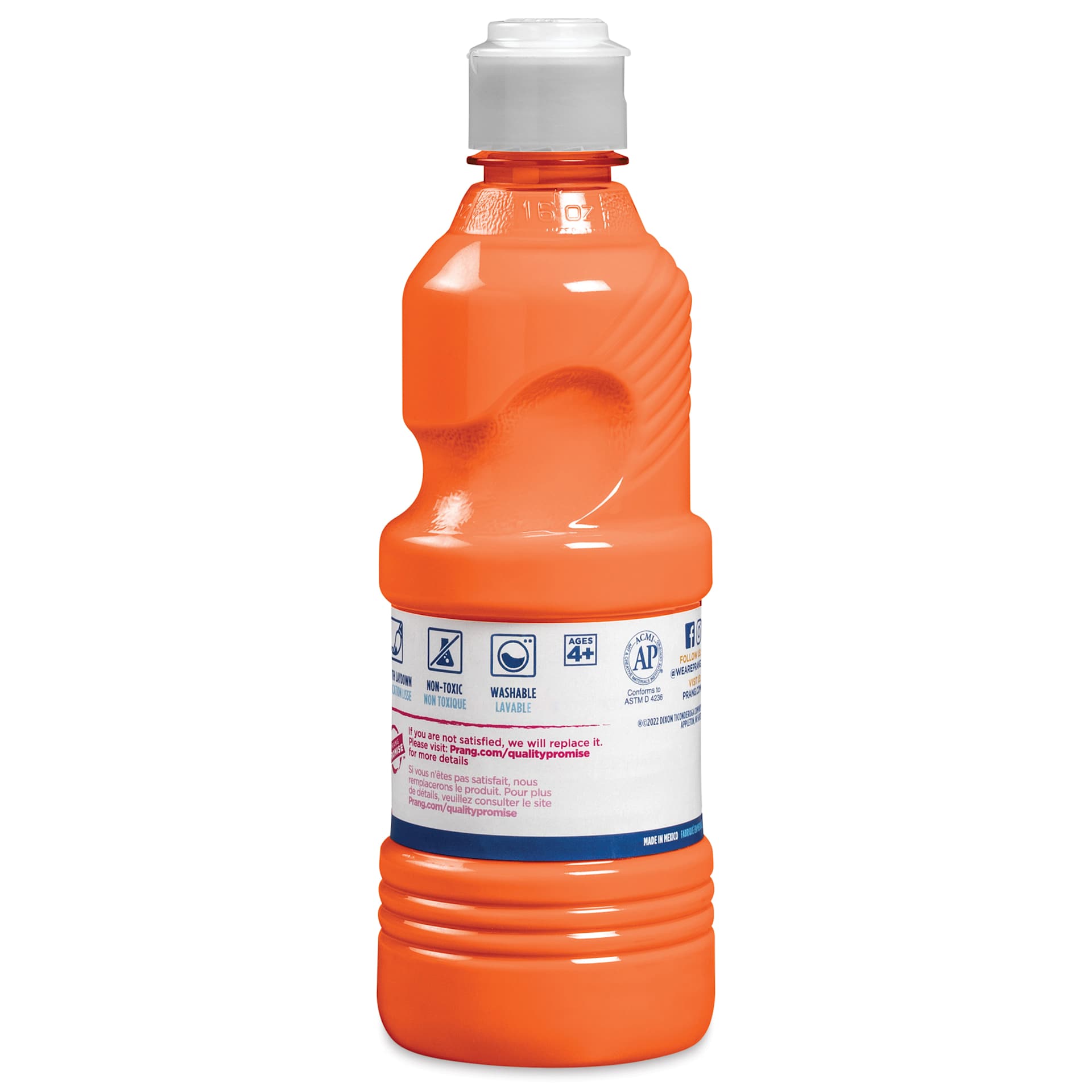 Prang Ready-To-Use Washable Tempera Paint- Orange, 16 oz bottle back