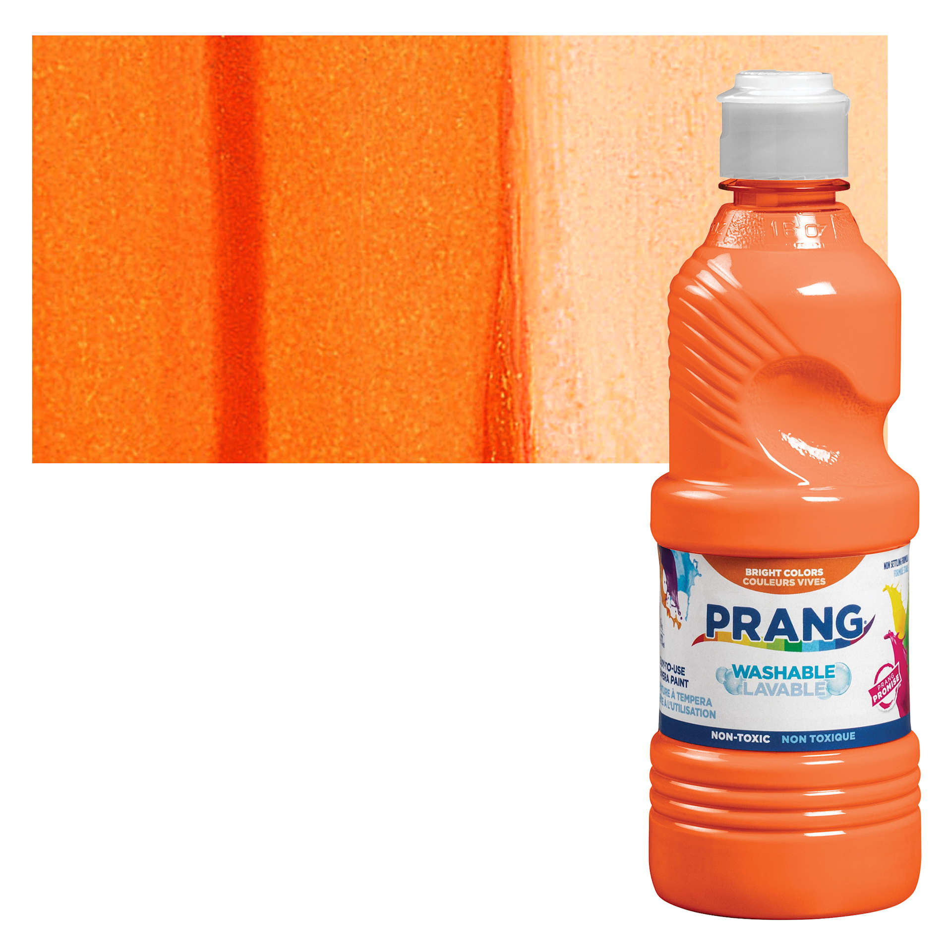 Prang Ready-To-Use Washable Tempera Paint- Orange, 16 oz bottle and swatch