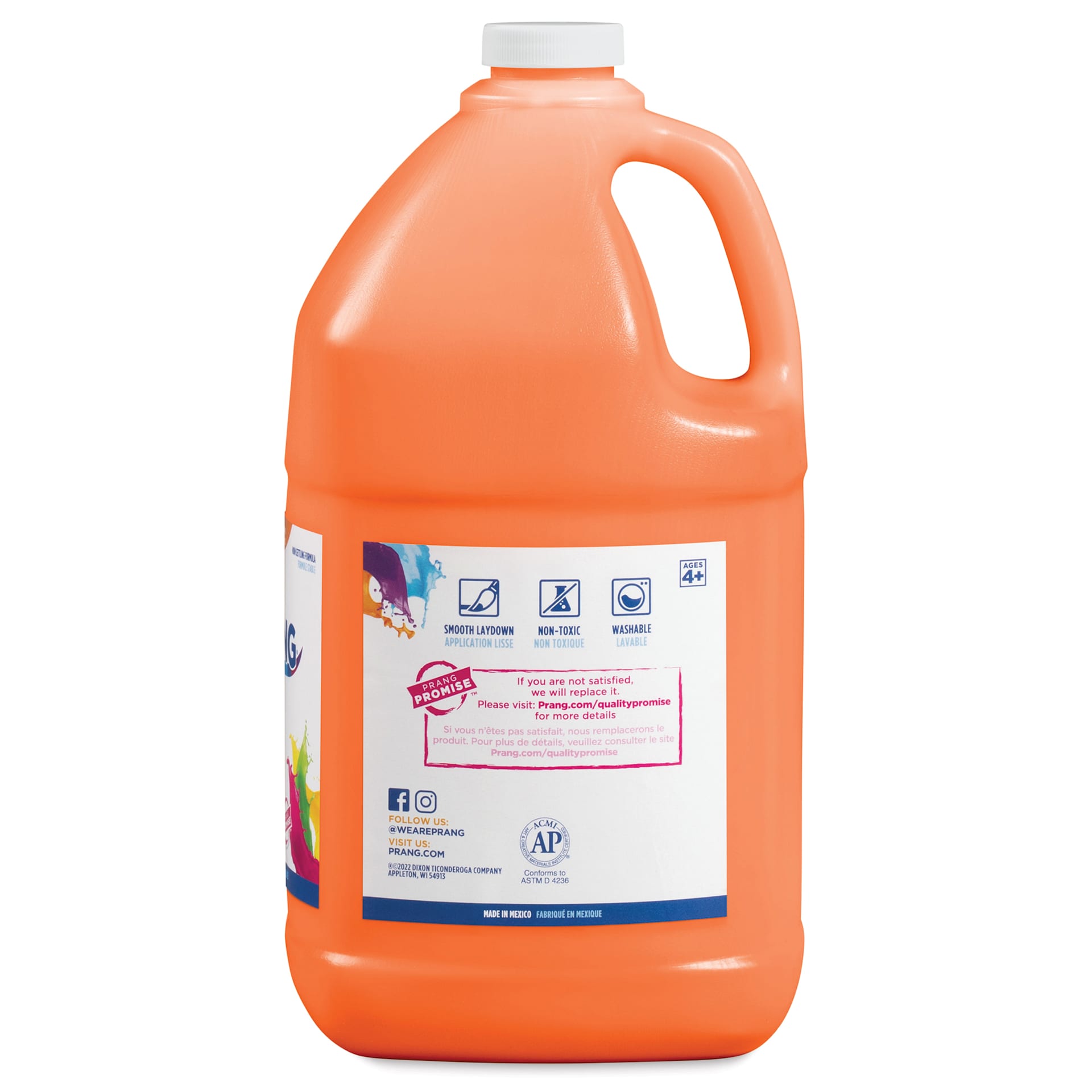 Prang Ready-To-Use Washable Tempera Paint - Orange, Gallon bottle back