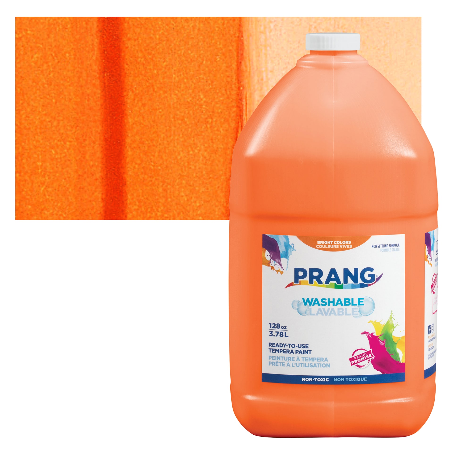 Prang Ready-To-Use Washable Tempera Paint - Orange, Gallon and swatch