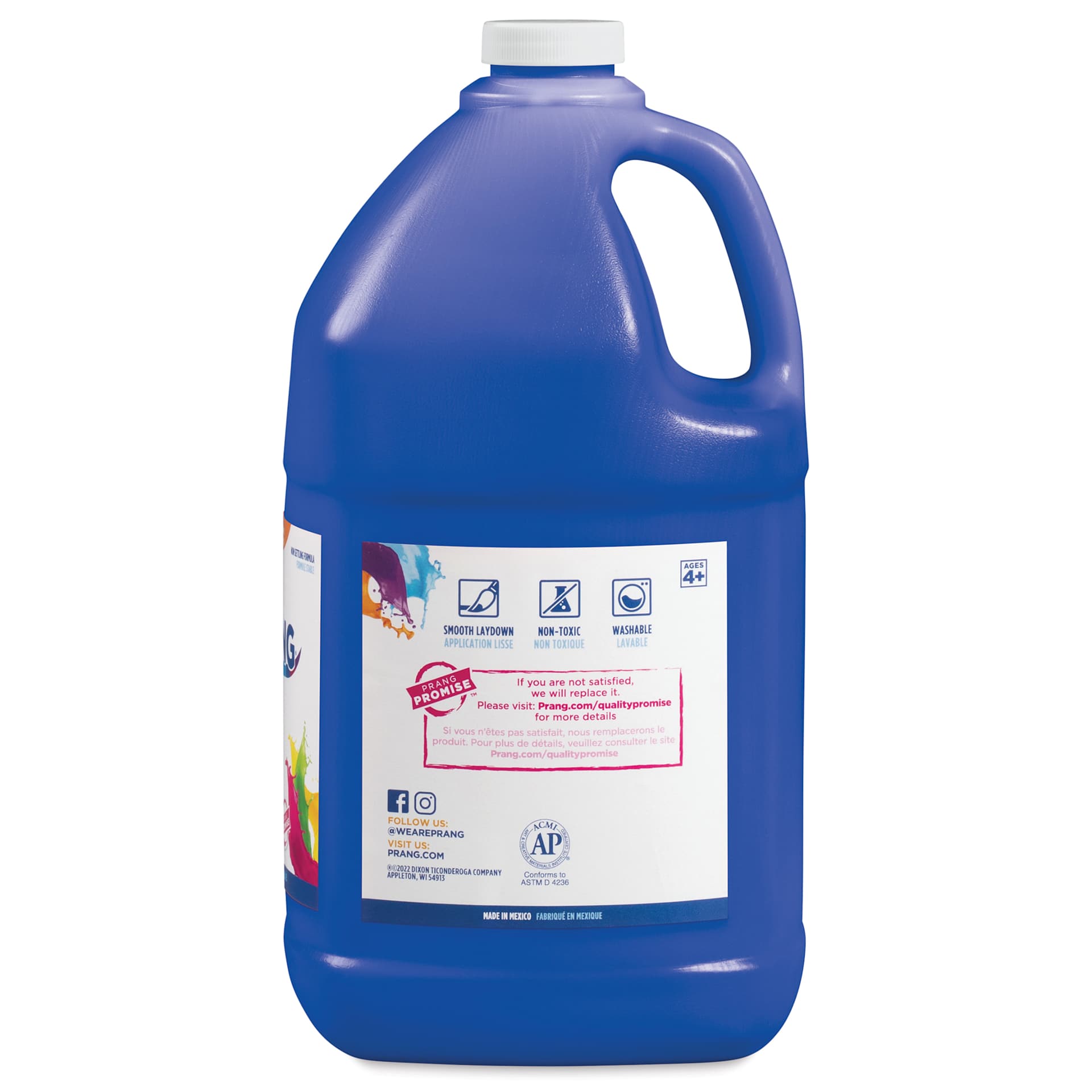Prang Ready-To-Use Washable Tempera Paint - Blue, Gallon back of bottle