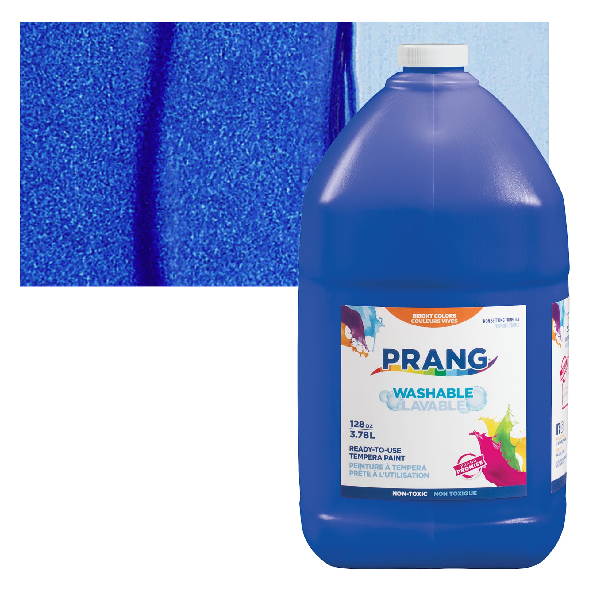 Prang Ready-To-Use Washable Tempera Paint - Blue, Gallon and swatch