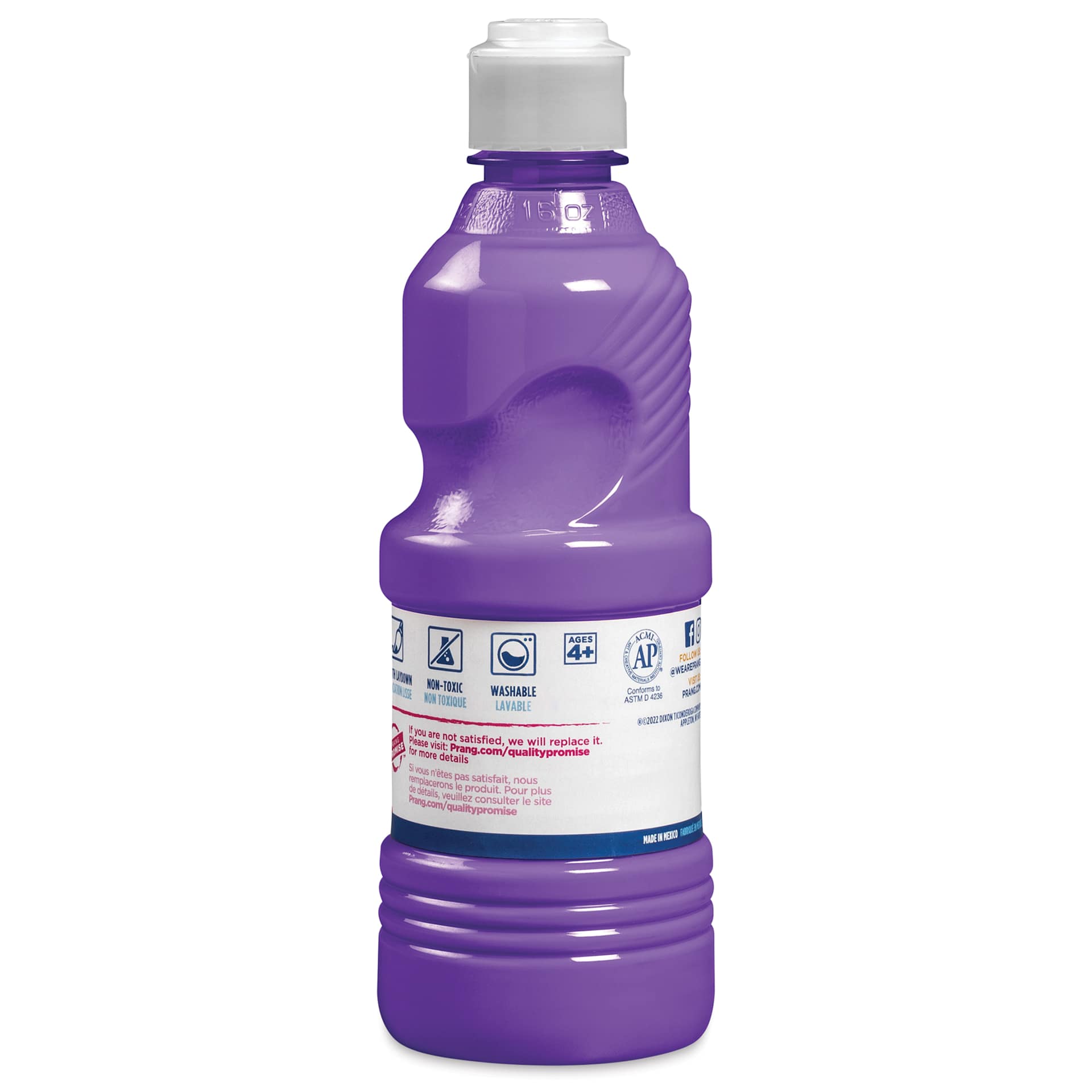 Prang Ready-To-Use Washable Tempera Paint- Violet, 16 oz back of bottle