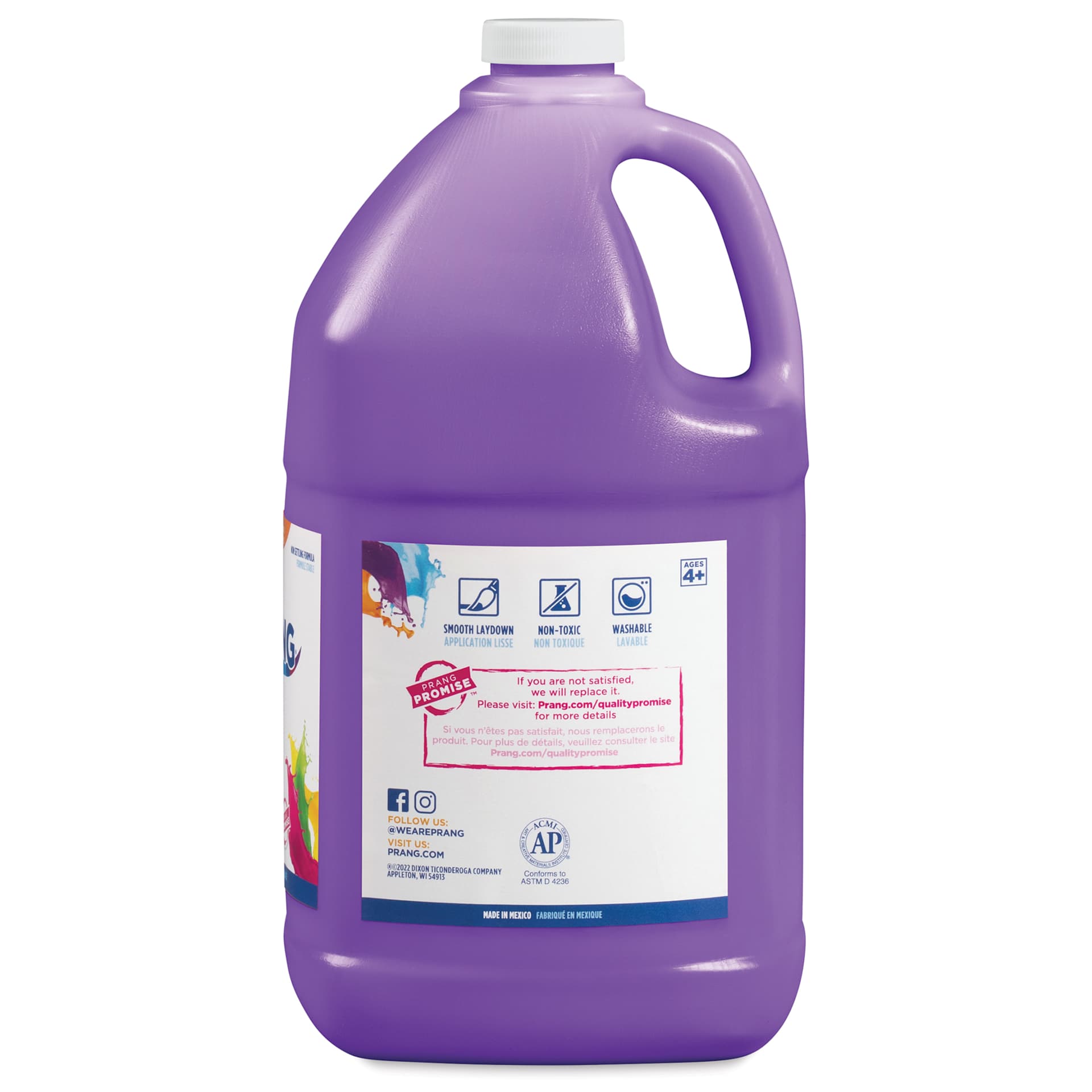 Prang Ready-To-Use Washable Tempera Paint - Violet, Gallon back of bottle
