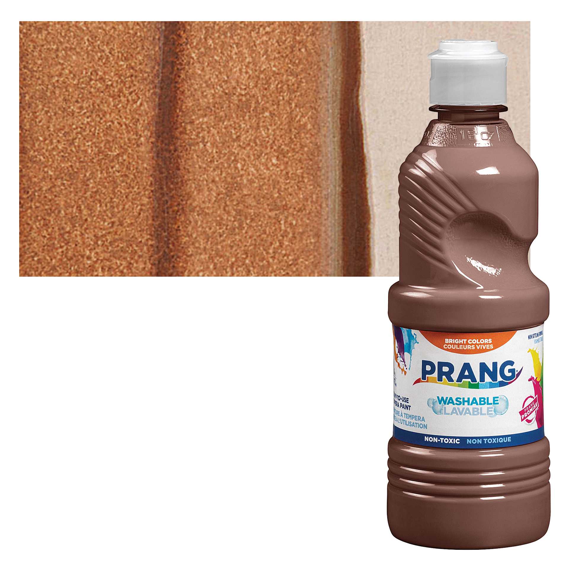 Prang Ready-To-Use Washable Tempera Paint - Brown, 16 oz bottle and swatch