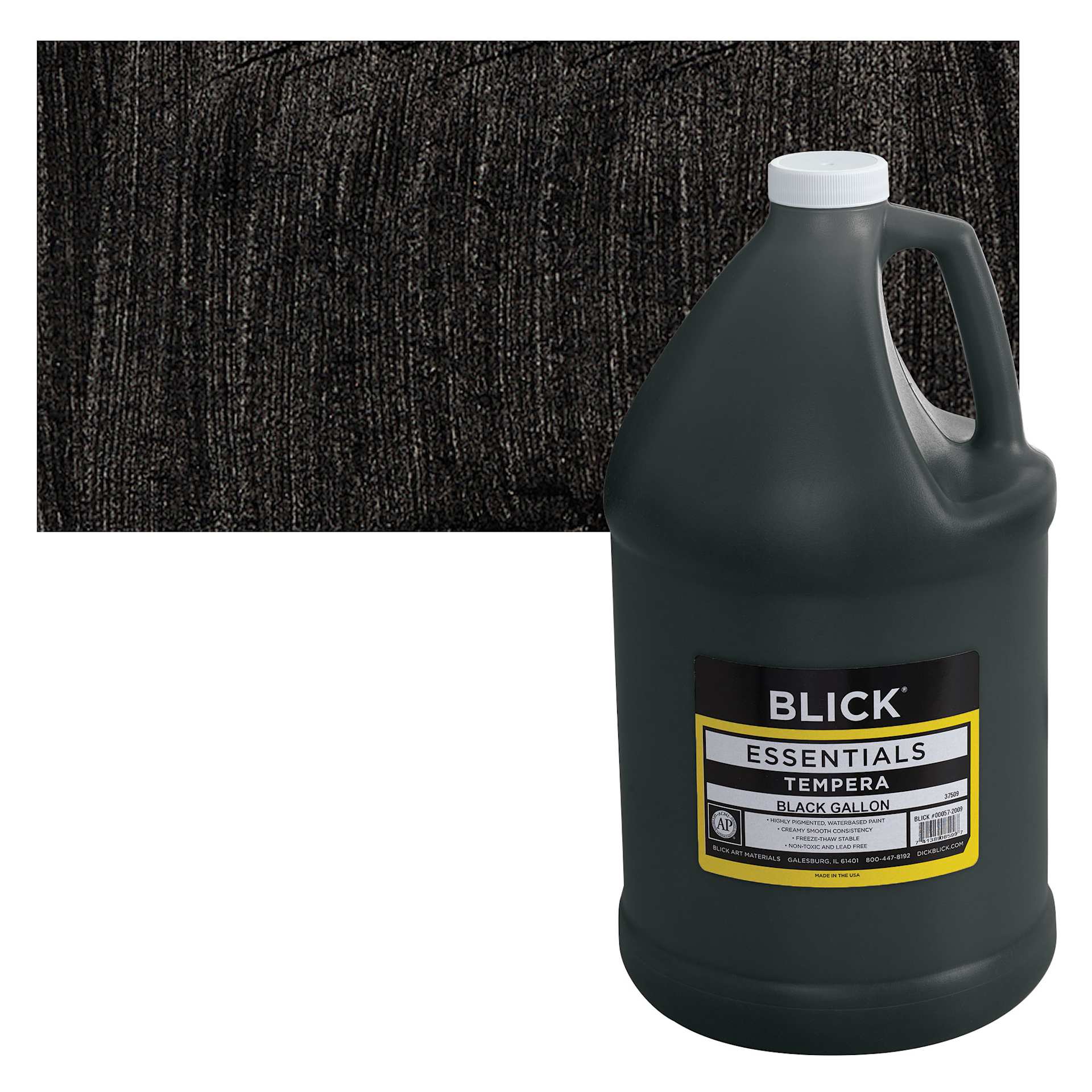 Blick Essentials Tempera - Black, Gallon and swatch