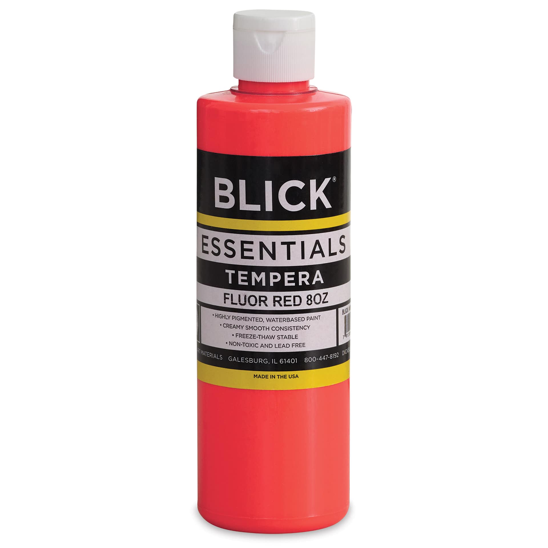 Blick Essentials Tempera - Fluorescent Red, 8 oz bottle