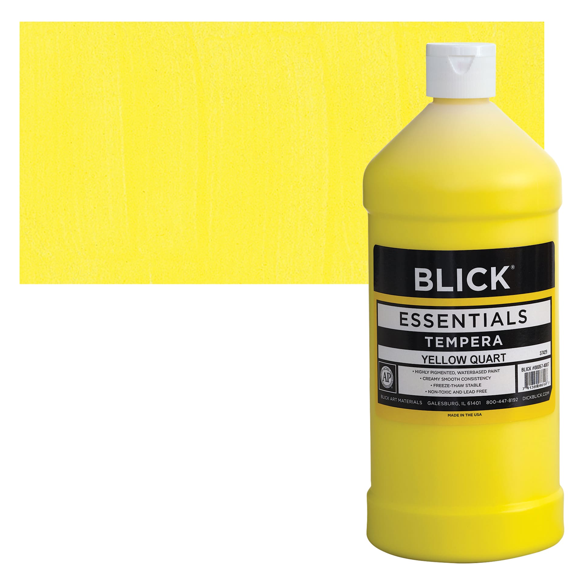 Blick Essentials Tempera - Yellow, Quart and swatch