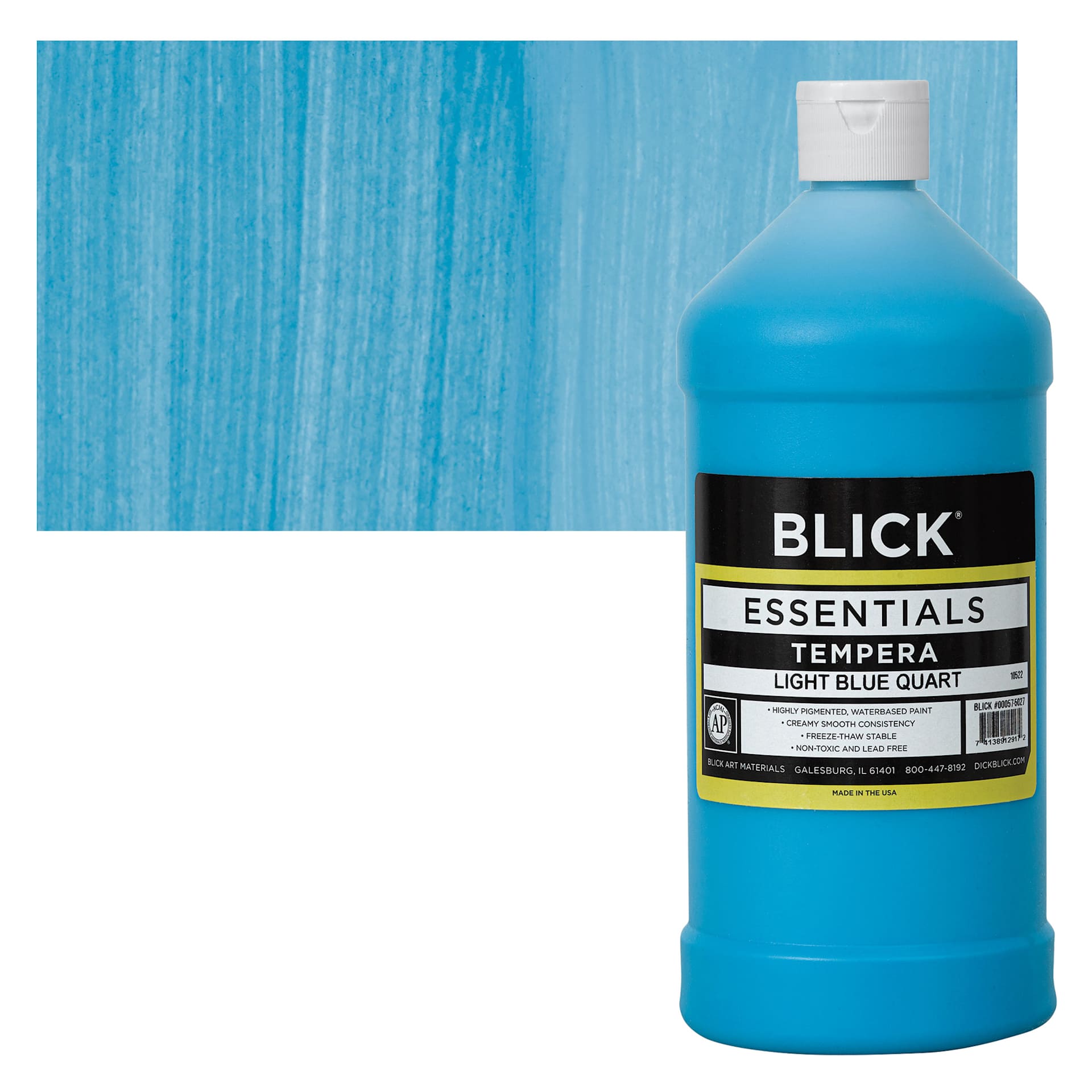 Blick Essentials Tempera - Light Blue, Quart and swatch