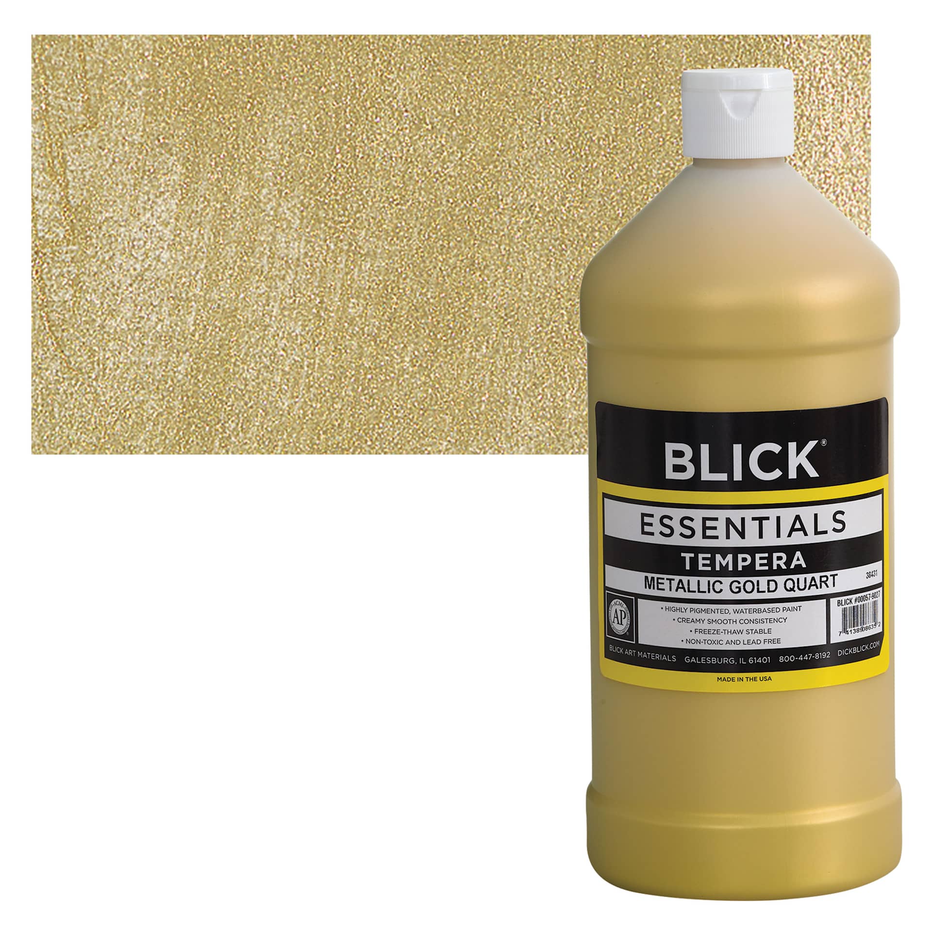 Blick Essentials Tempera - Gold (Metallic), Quart and swatch