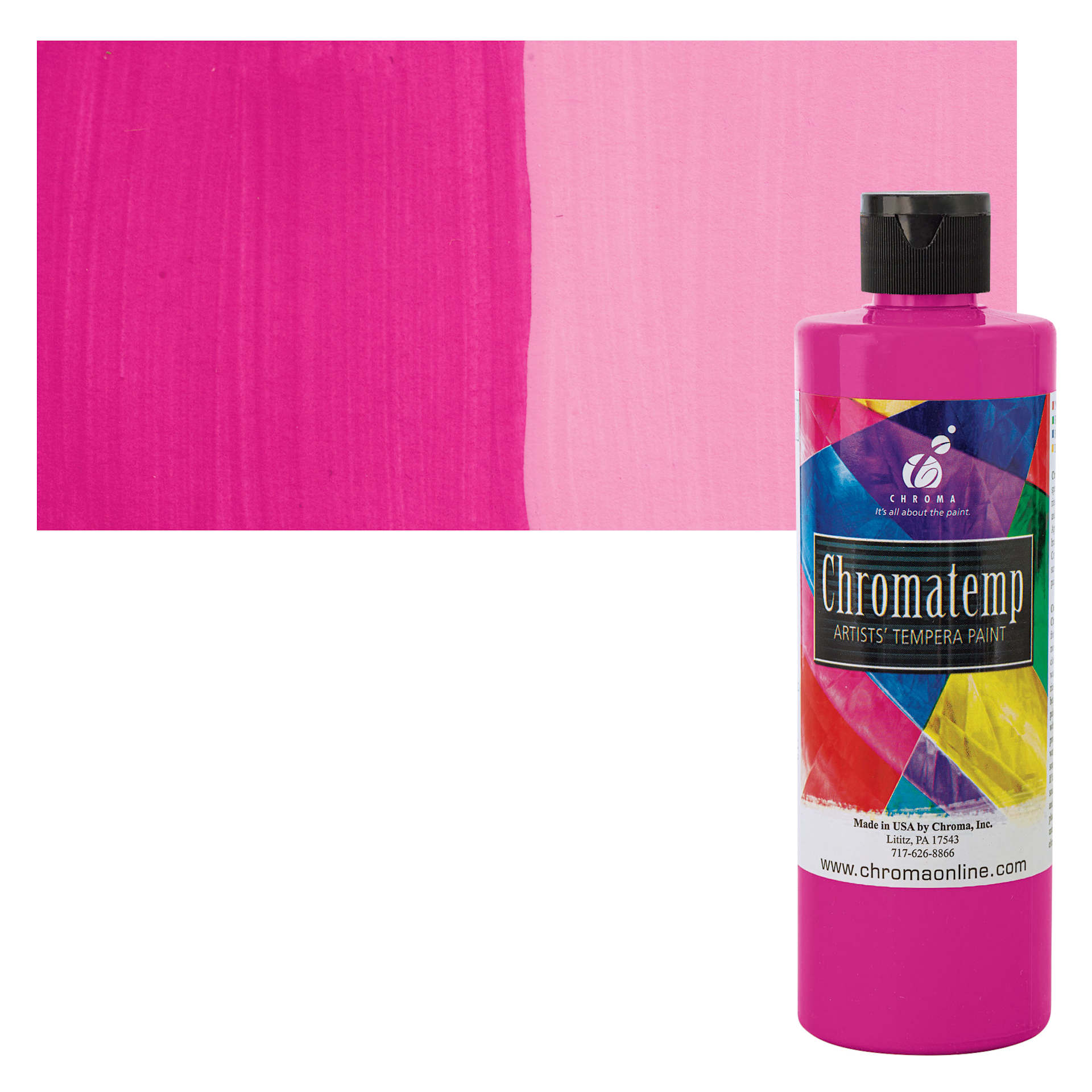 Chroma Chromatemp Artists' Tempera Paint - Magenta, Pint and swatch