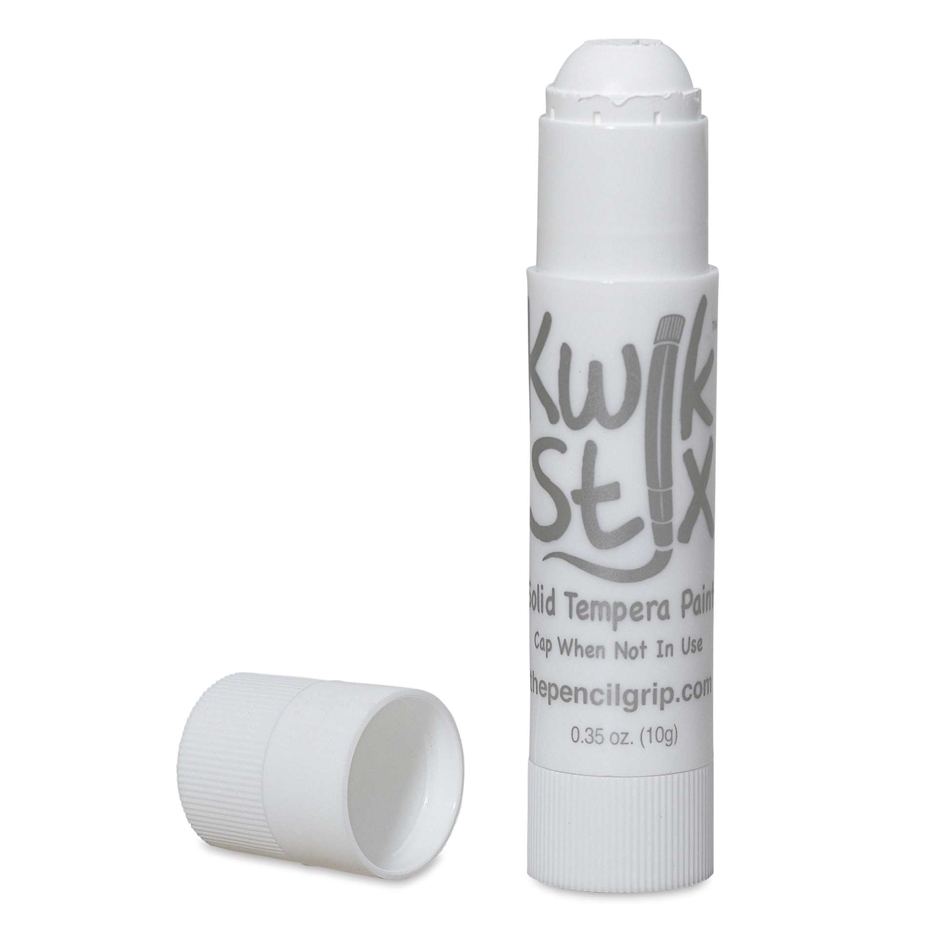 Kwik Stix Tempera Paint Sticks - White, Pkg of 12 single stick with cap off