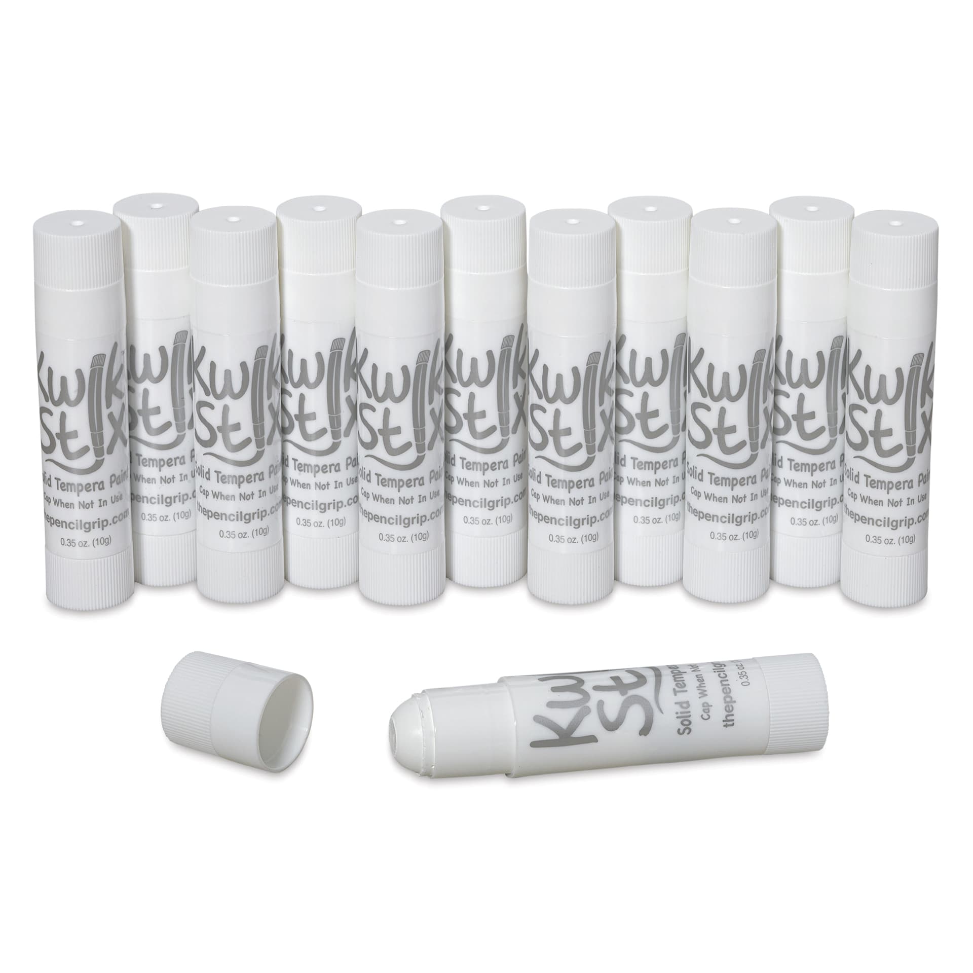 Kwik Stix Tempera Paint Sticks - White, Pkg of 12 set contents