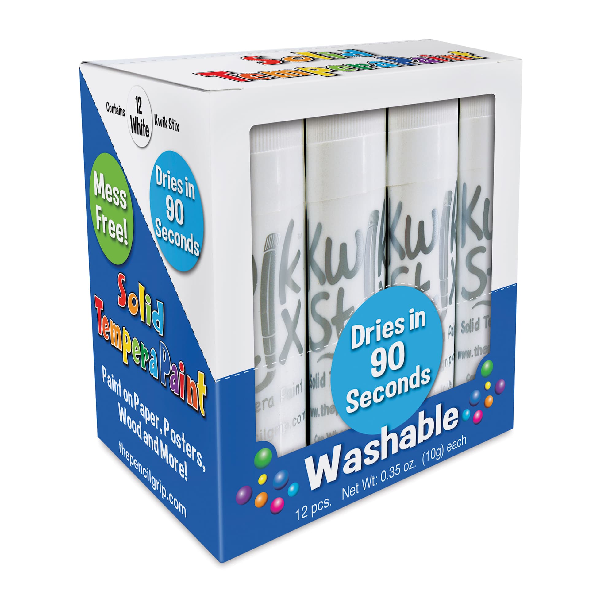 Kwik Stix Tempera Paint Sticks - White, Pkg of 12