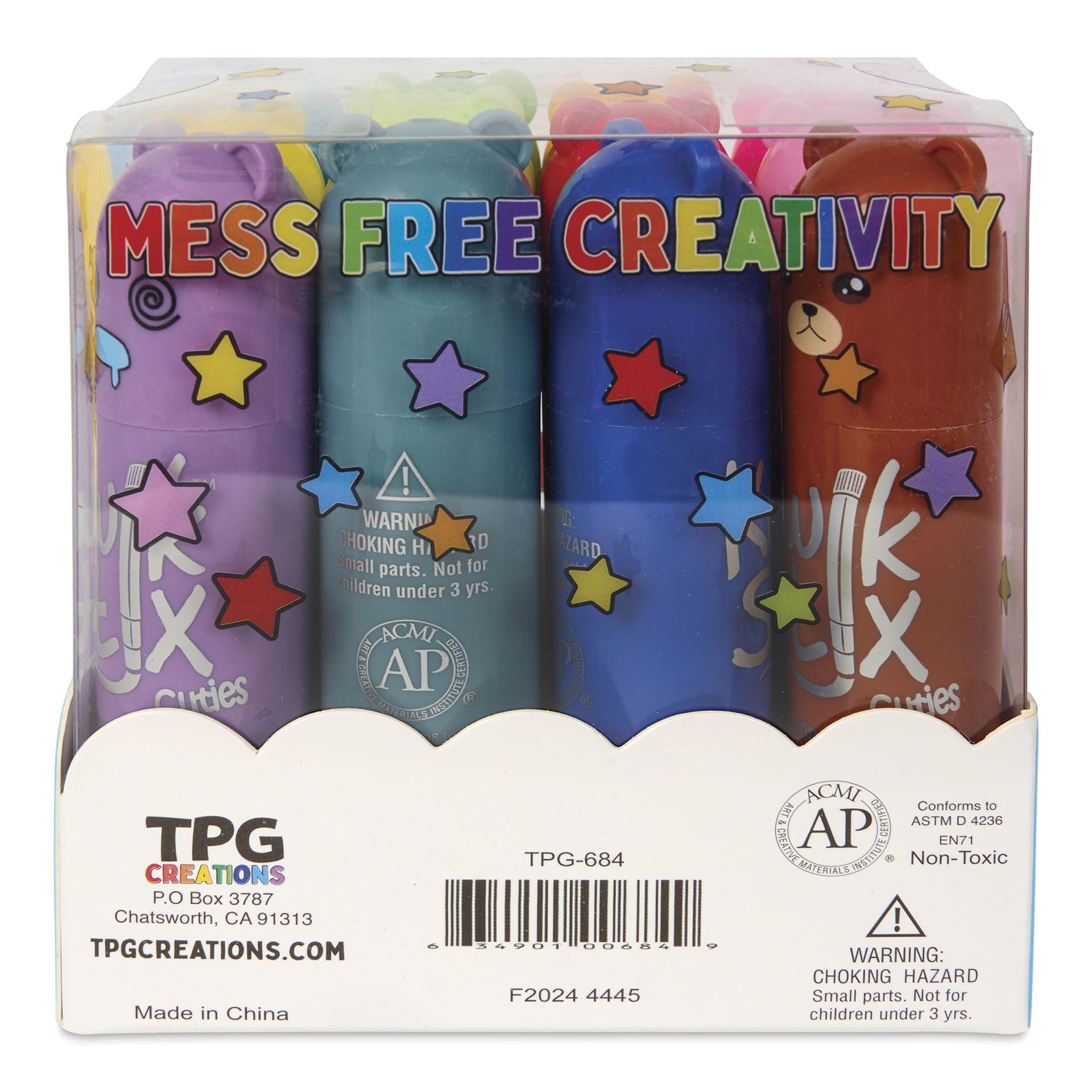 Kwik Stix Tempera Paint - Set of 12, Cuties, Assorted Colors - back of packaging