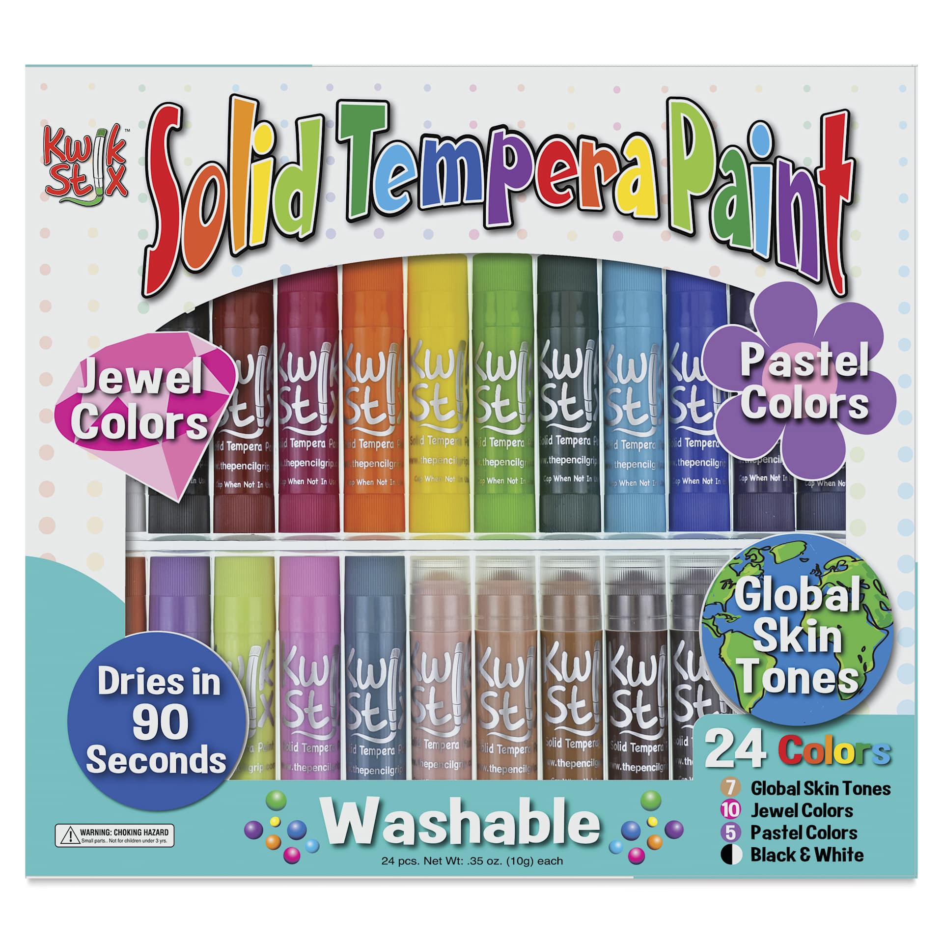 Kwik Stix Tempera Paint - Set of 24, Assorted and Global Skin Tones