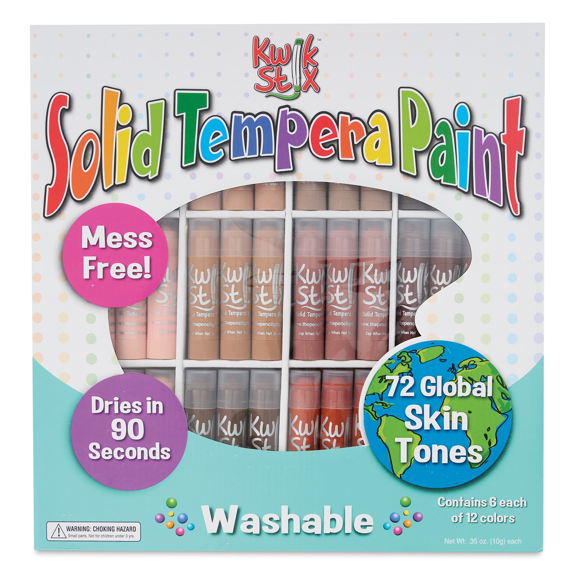 Kwik Stix Tempera Paint - Global Skin Tone Colors, Classpack Set of 72 (Front of package)