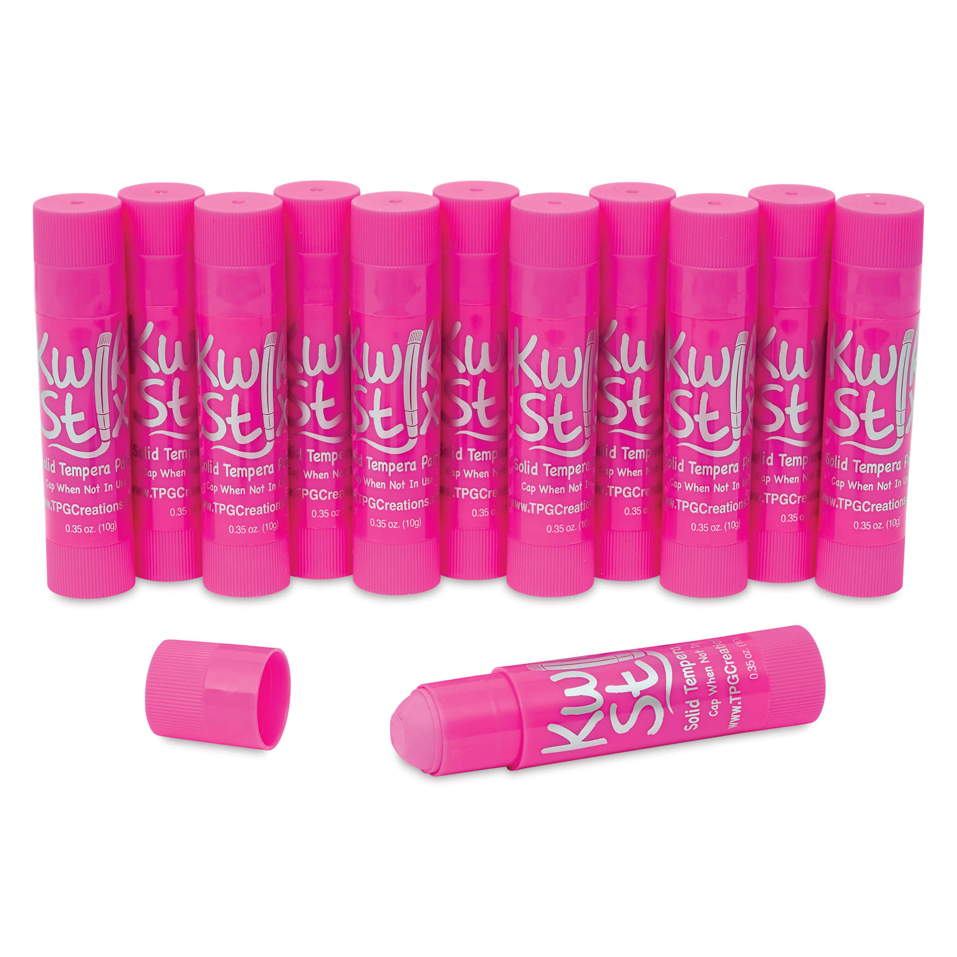 Kwik Stix Tempera Paint Sticks - Set of 12, Pink sticks lined up
