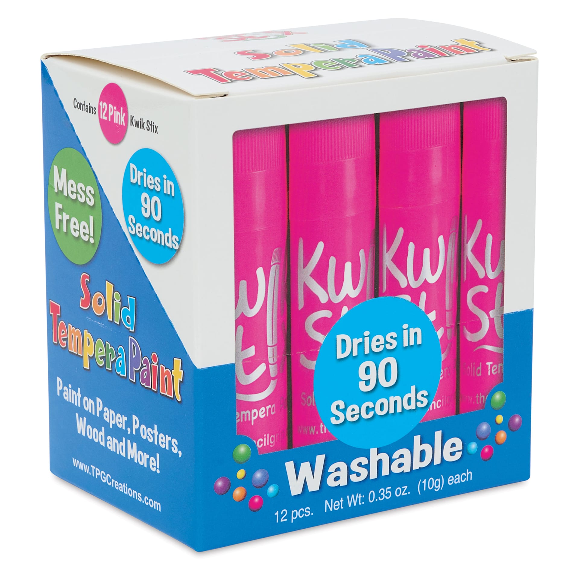 Kwik Stix Tempera Paint Sticks - Set of 12, Pink
