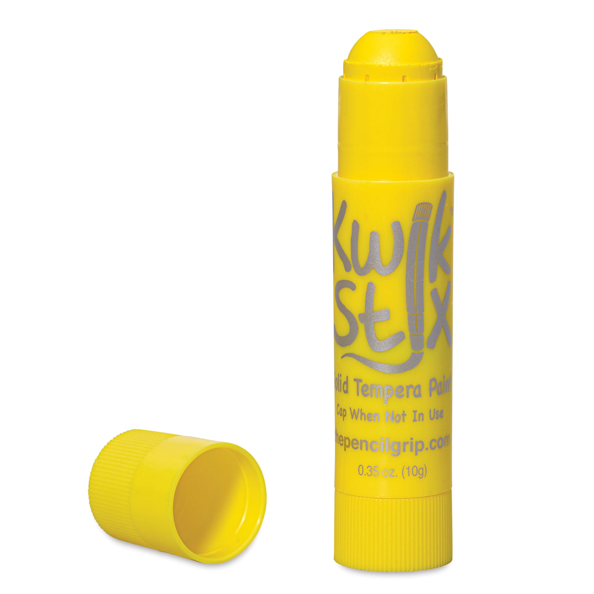 Kwik Stix Tempera Paint Sticks - Yellow single stick with cap off