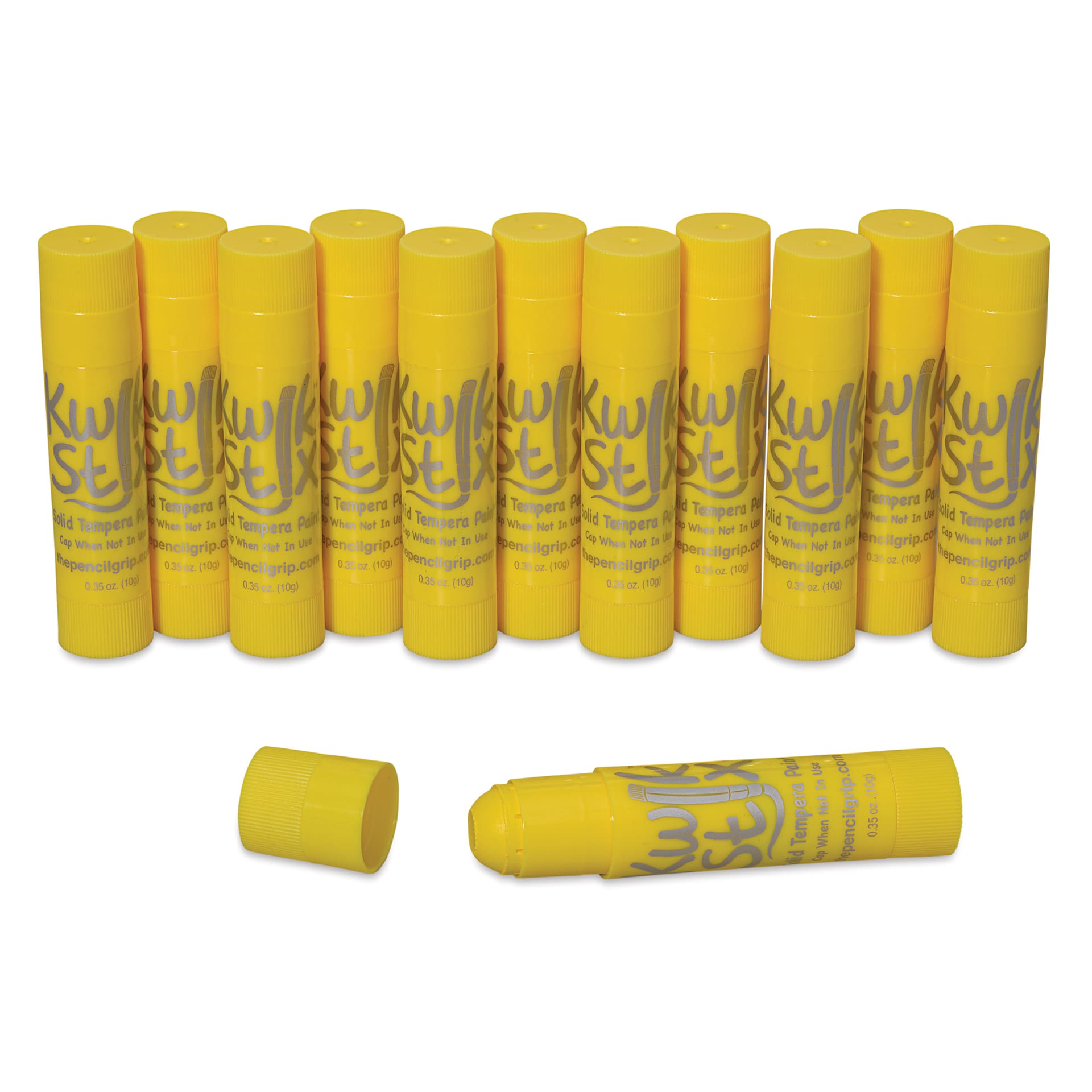 Kwik Stix Tempera Paint Sticks - Yellow, Set of 12 set contents