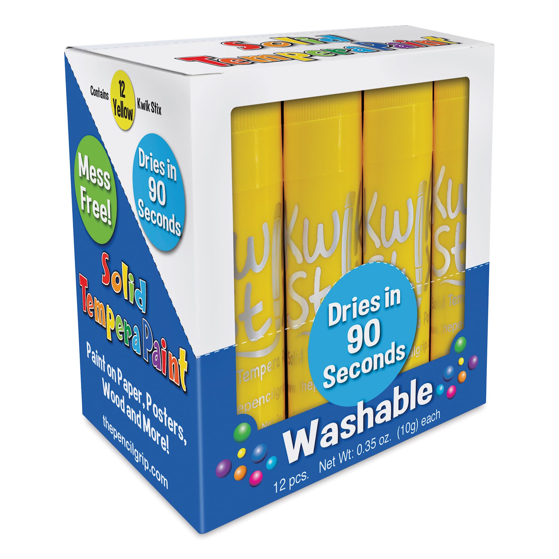 Kwik Stix Tempera Paint Sticks - Yellow, Set of 12