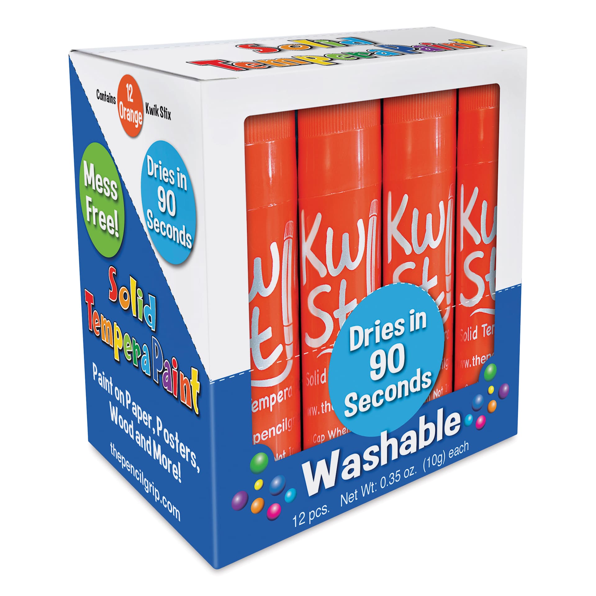 Kwik Stix Tempera Paint Sticks - Orange, Set of 12