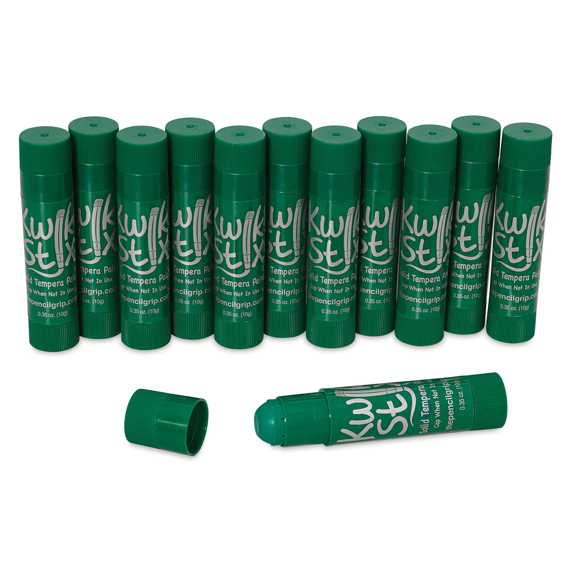 Kwik Stix Tempera Paint Sticks - set of 12 Green stiks out of box.